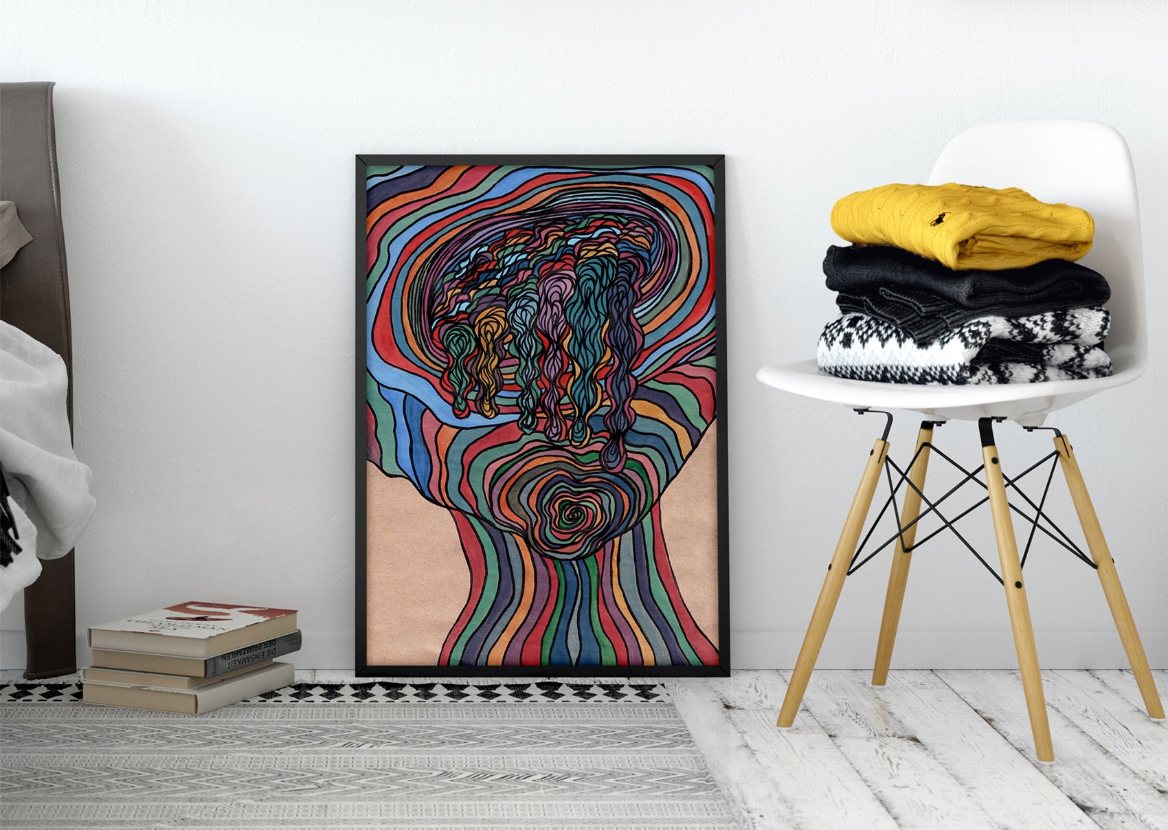 Too Much Colors - Limited prints from original watercolor and ink on recycled pape You will receive a Signed by Artist and Numbered Art Print on High Quality Canvas Paper, preserved in a Craft Tube, childish art colorful funny trippy