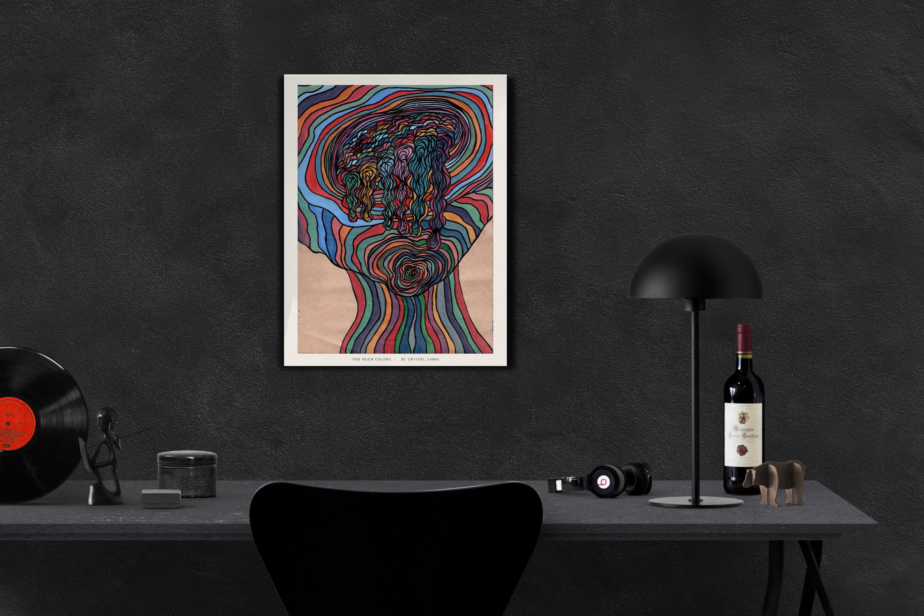 Too Much Colors - Limited prints from original watercolor and ink on recycled pape You will receive a Signed by Artist and Numbered Art Print on High Quality Canvas Paper, preserved in a Craft Tube, childish art colorful funny trippy