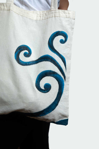 Spiral Glow Tote Bag – Blue & Black Spirals (One of a Kind) - Crystel Samia Universe