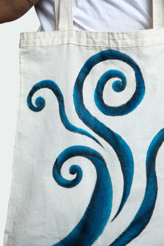 Spiral Glow Tote Bag – Blue & Black Spirals (One of a Kind) - Crystel Samia Universe