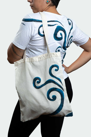 Spiral Glow Tote Bag – Blue & Black Spirals (One of a Kind) - Crystel Samia Universe