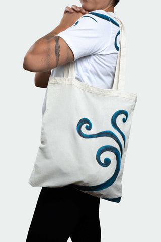 Spiral Glow Tote Bag – Blue & Black Spirals (One of a Kind) - Crystel Samia Universe