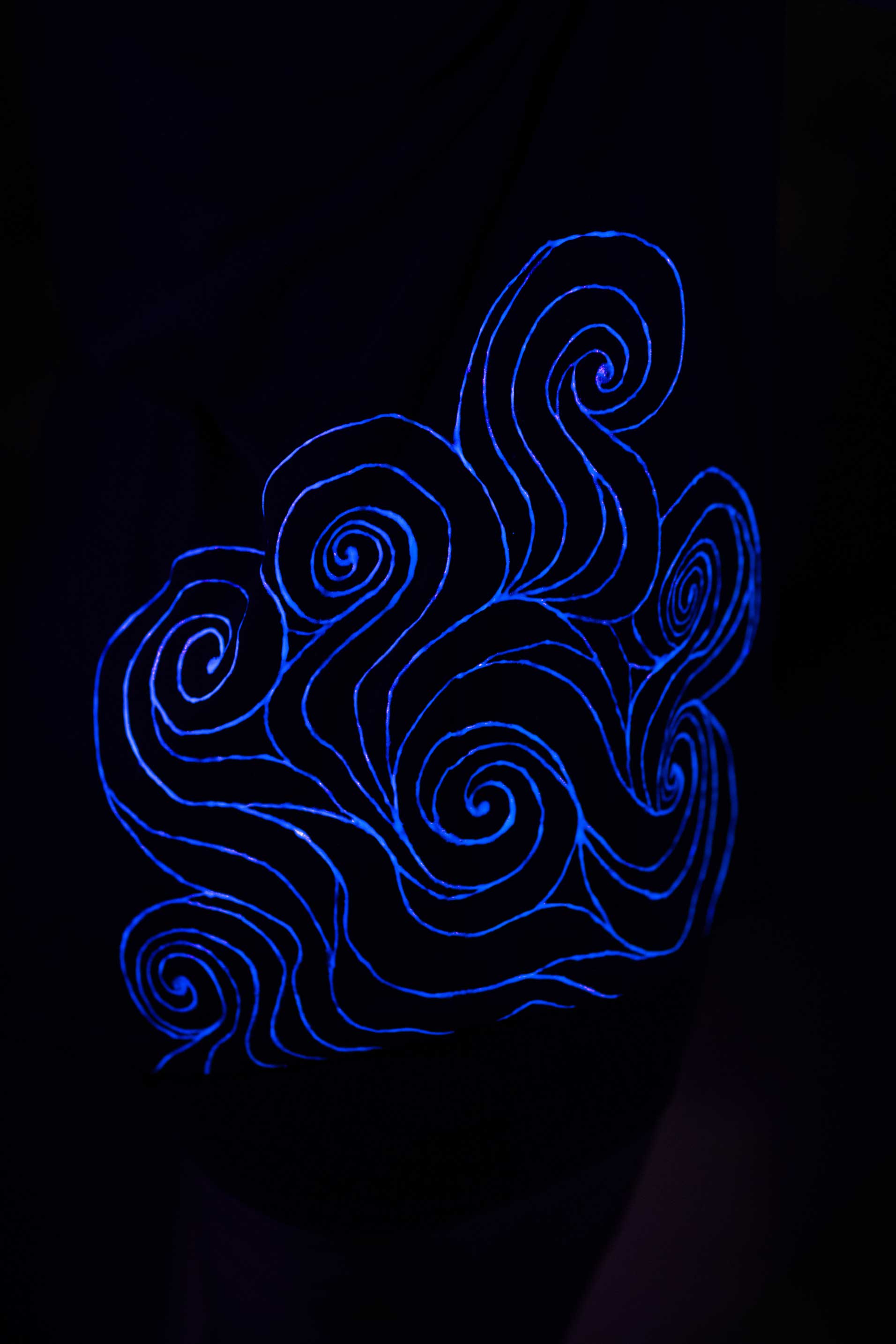 Black T-Shirt – Blue Neon Line Art (One of a Kind) - Crystel Samia Universe