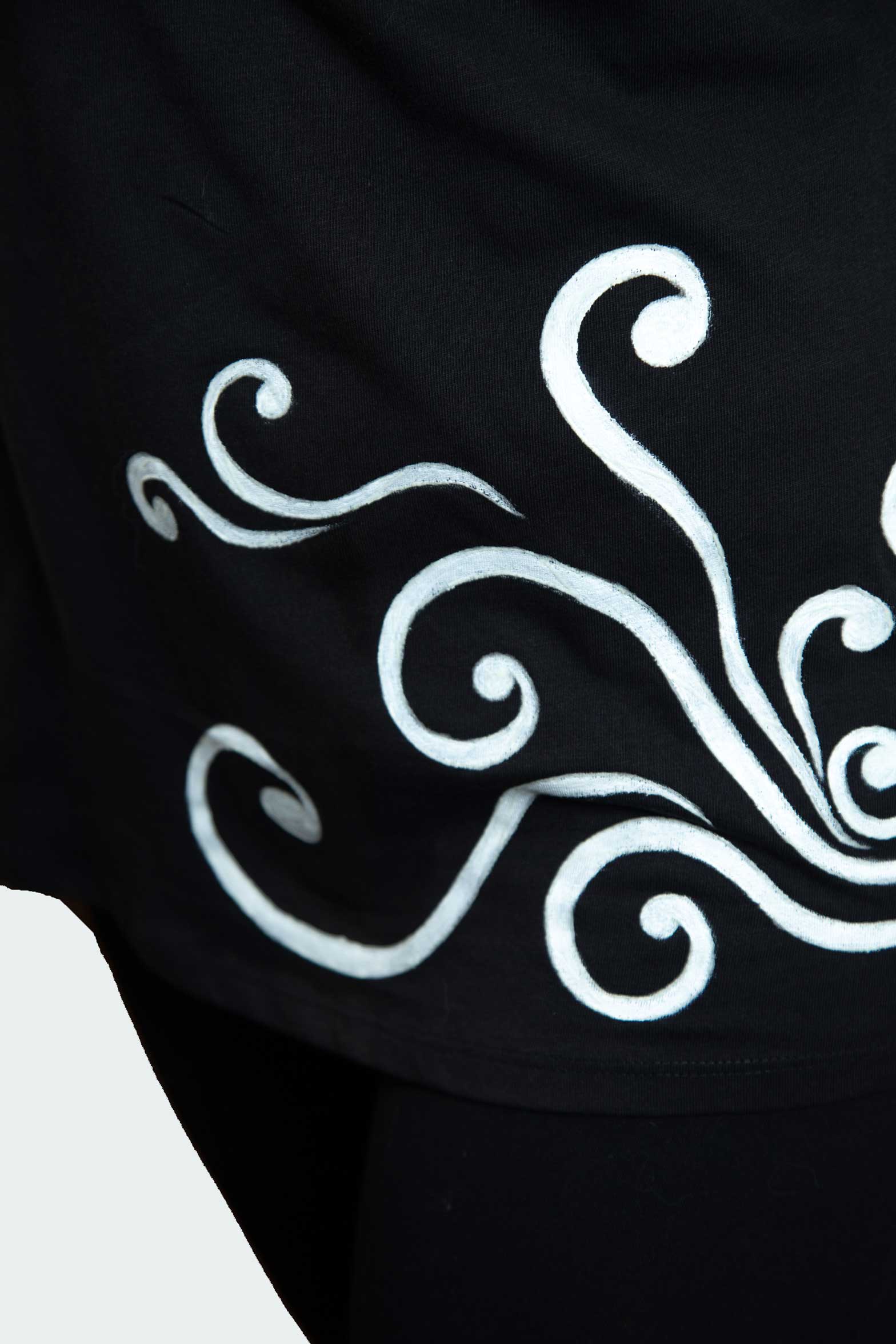 Black T-Shirt  – White Neon Line Art (One of a Kind) - Crystel Samia Universe