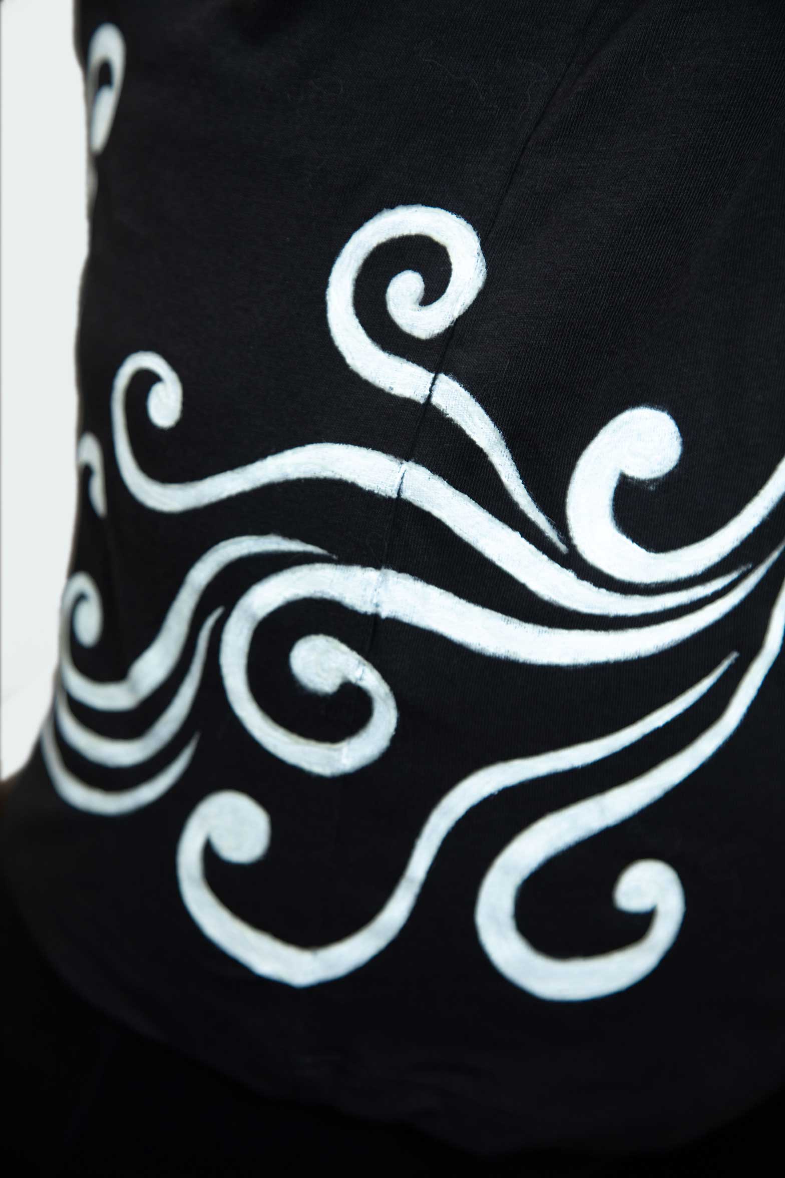 Black T-Shirt  – White Neon Line Art (One of a Kind) - Crystel Samia Universe
