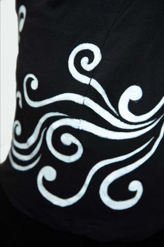 Black T-Shirt  – White Neon Line Art (One of a Kind) - Crystel Samia Universe
