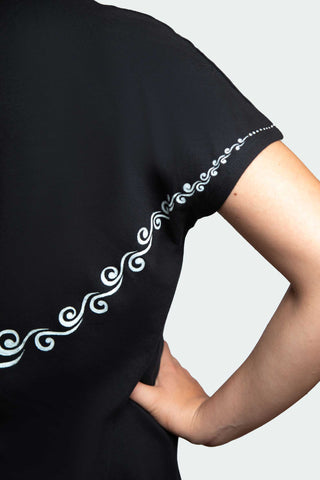 Black T-Shirt  – White Neon Line Art (One of a Kind) - Crystel Samia Universe