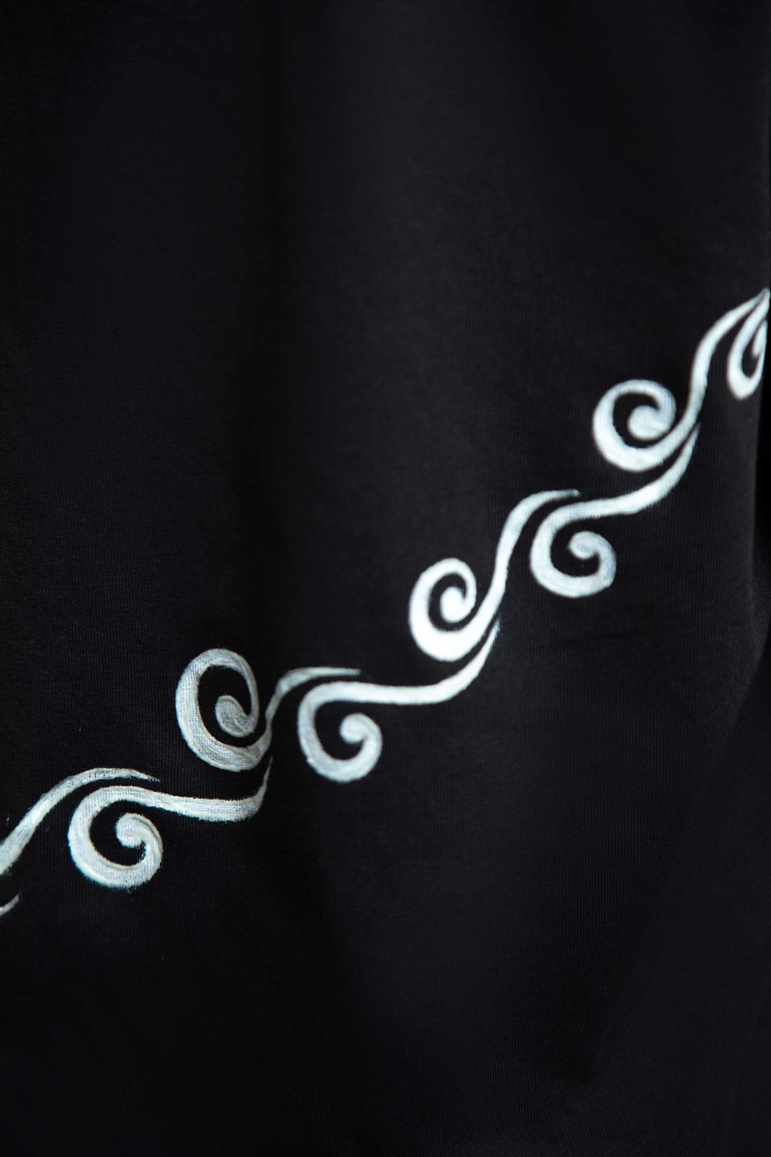 Black T-Shirt  – White Neon Line Art (One of a Kind) - Crystel Samia Universe
