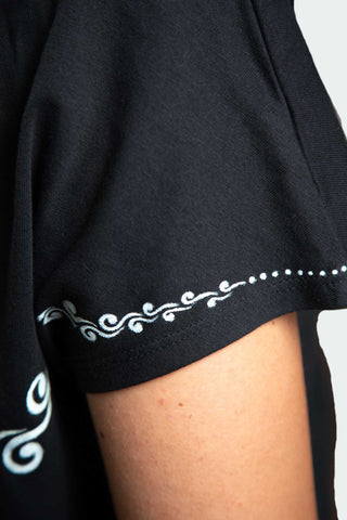 Black T-Shirt  – White Neon Line Art (One of a Kind) - Crystel Samia Universe