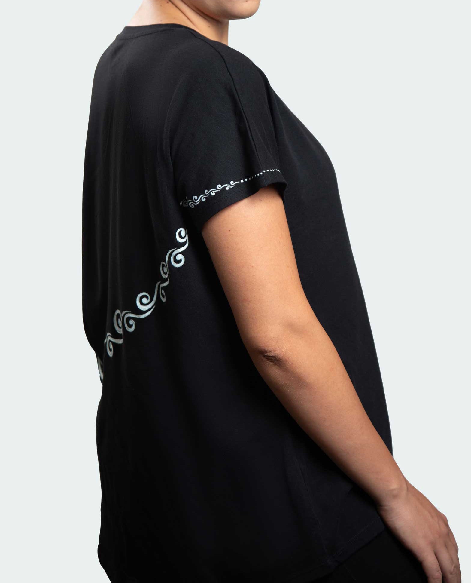 Black T-Shirt  – White Neon Line Art (One of a Kind) - Crystel Samia Universe
