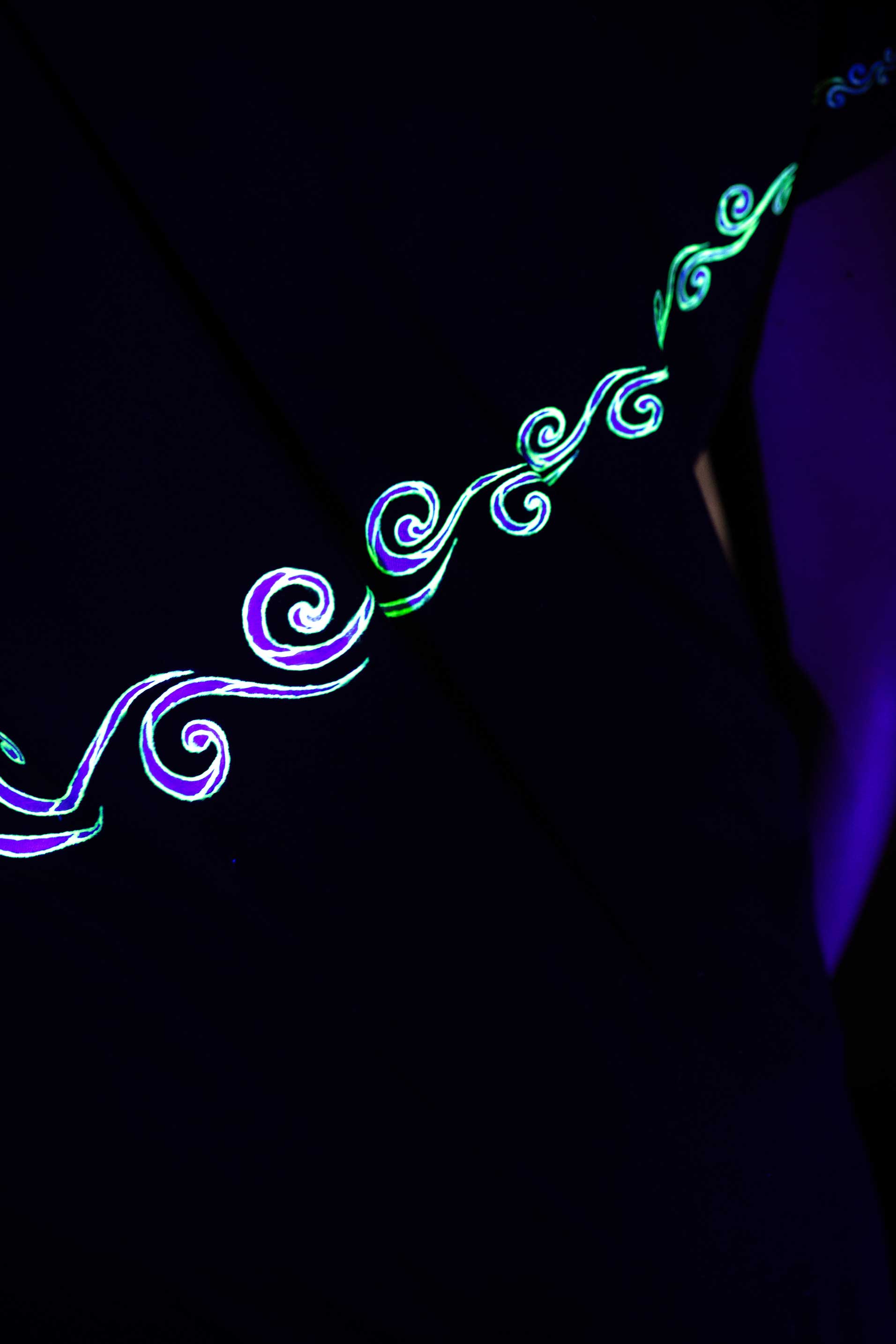 Black T-Shirt  – White Neon Line Art (One of a Kind) - Crystel Samia Universe