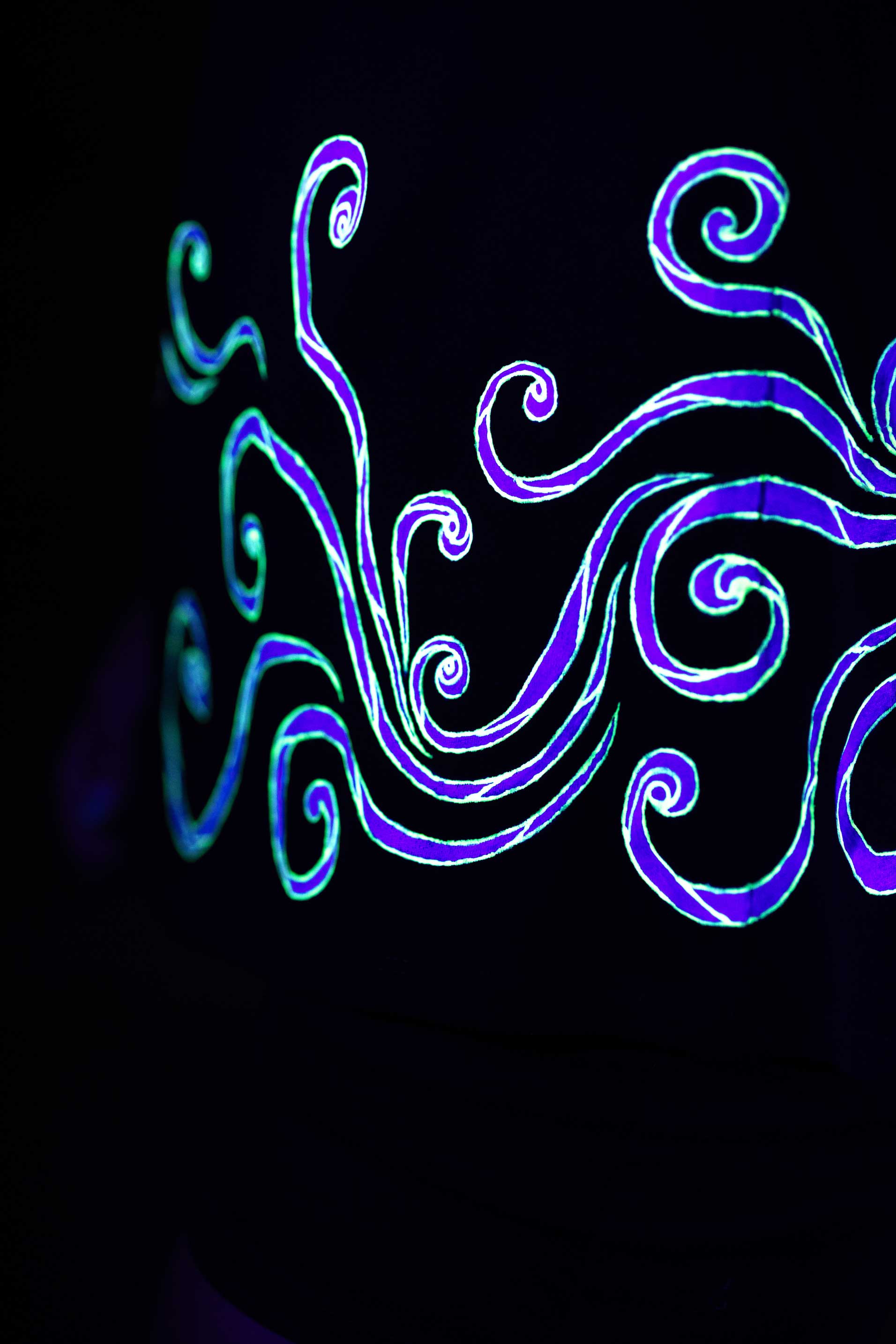 Black T-Shirt  – White Neon Line Art (One of a Kind) - Crystel Samia Universe