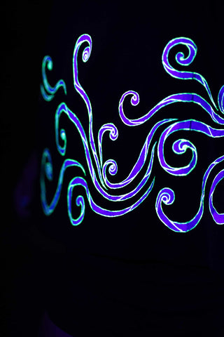 Black T-Shirt  – White Neon Line Art (One of a Kind) - Crystel Samia Universe