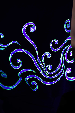 Black T-Shirt  – White Neon Line Art (One of a Kind) - Crystel Samia Universe