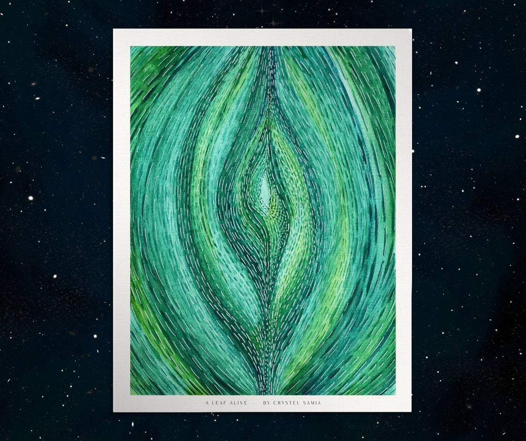 A Leaf Alive: Limited Prints from Original Hand - Painted watercolor on Paper | Canvas Paper Print - Crystel Samia Universe - Art Print - 