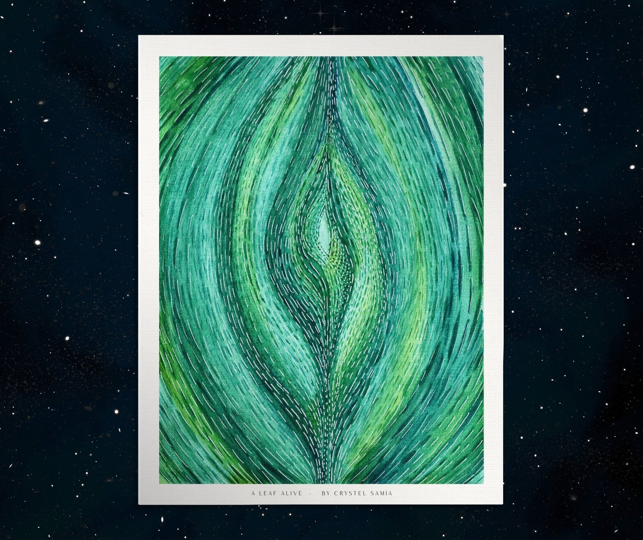 A Leaf Alive: Limited Prints from Original Hand - Painted watercolor on Paper | Canvas Paper Print - Crystel Samia Universe - Art Print - 