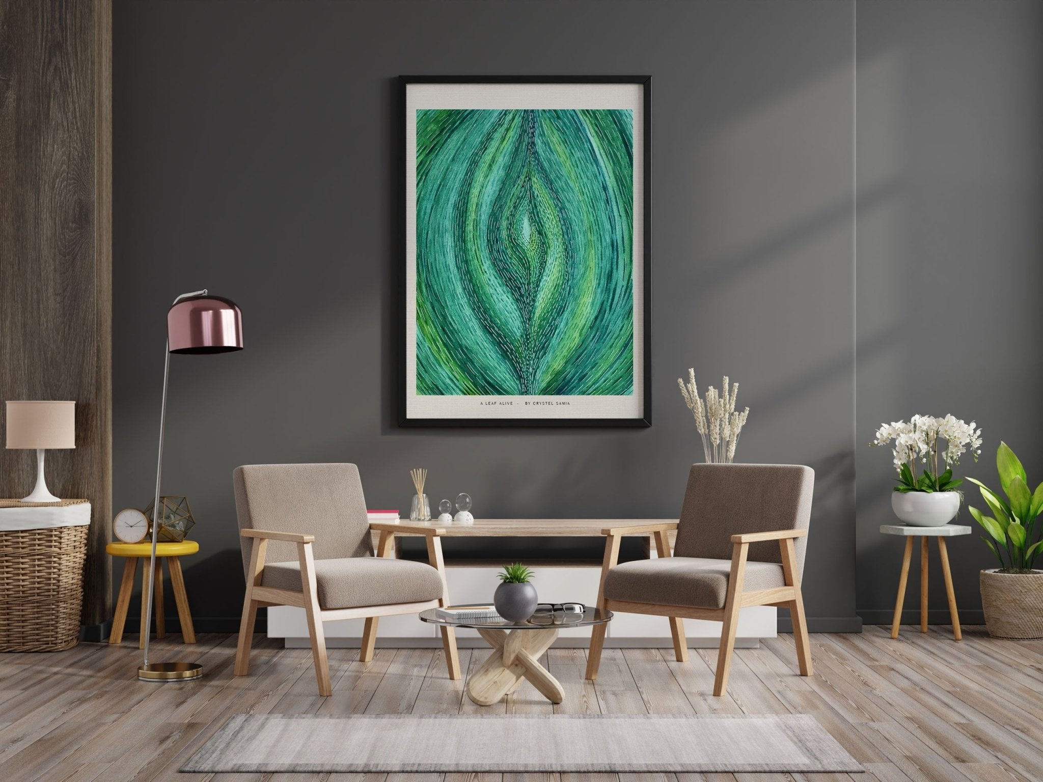 A Leaf Alive: Limited Prints from Original Hand - Painted watercolor on Paper | Canvas Paper Print - Crystel Samia Universe - Art Print - 