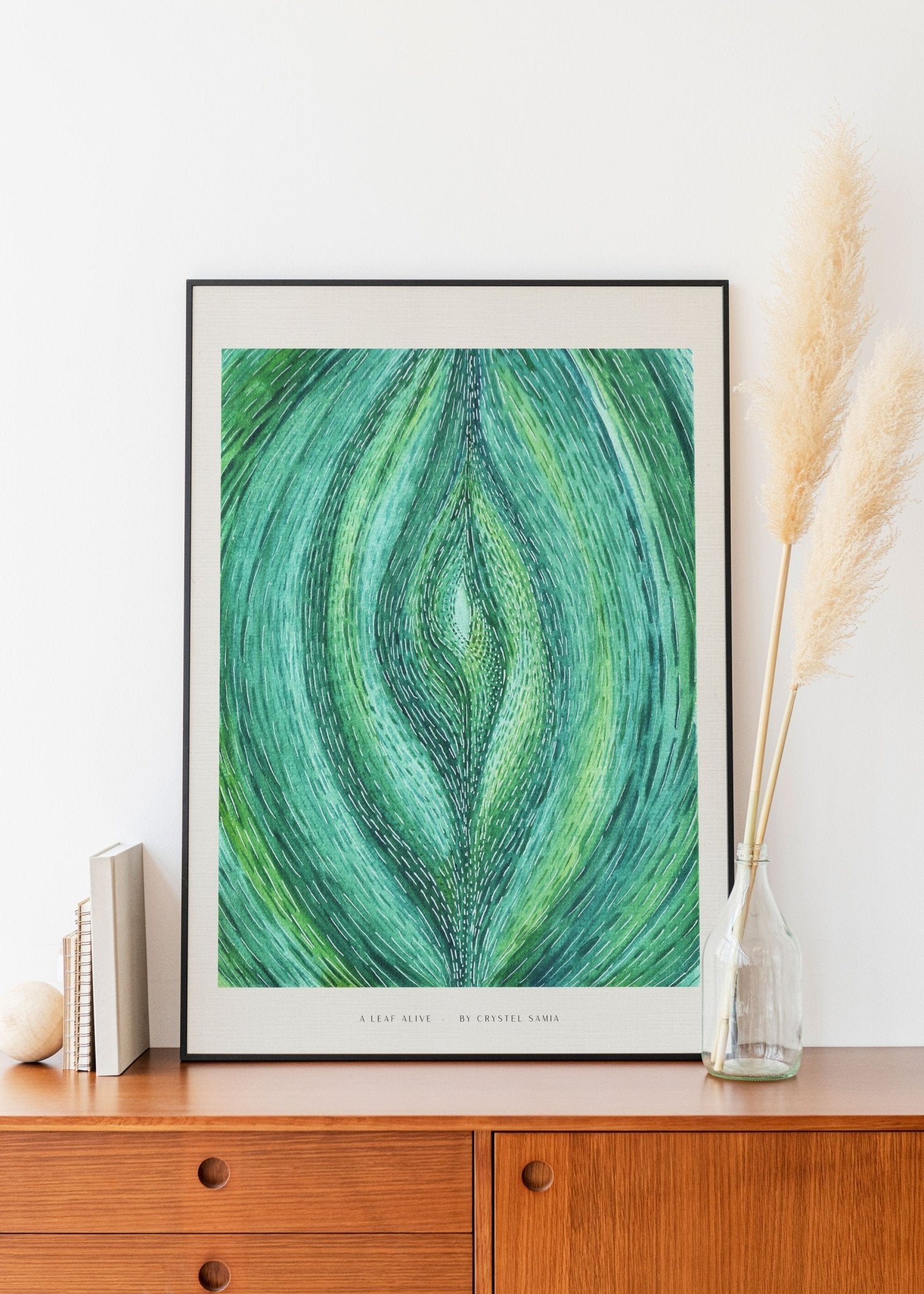 A Leaf Alive: Limited Prints from Original Hand - Painted watercolor on Paper | Canvas Paper Print - Crystel Samia Universe - Art Print - 