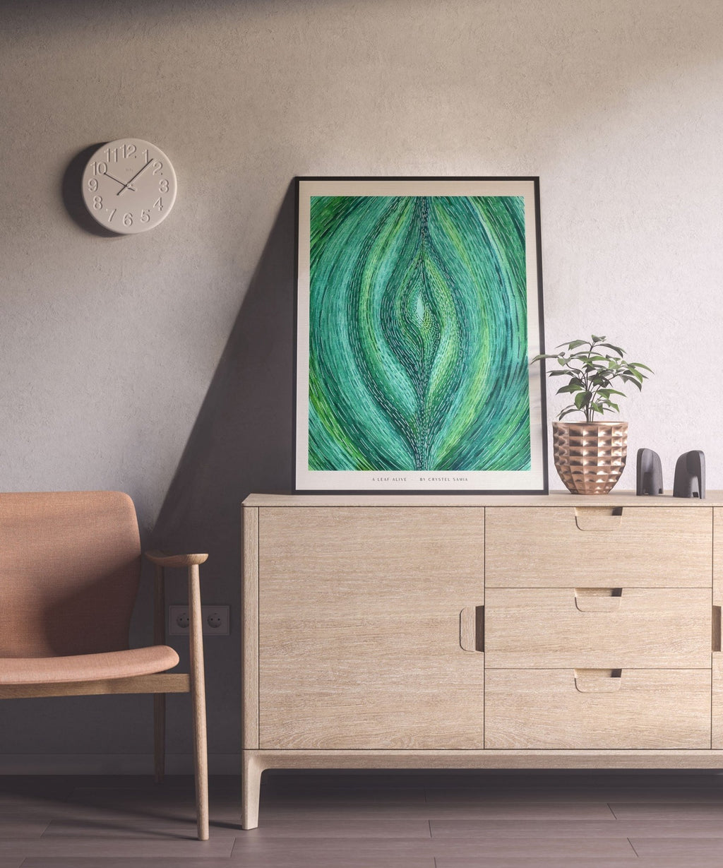 A Leaf Alive: Limited Prints from Original Hand - Painted watercolor on Paper | Canvas Paper Print - Crystel Samia Universe - Art Print - 