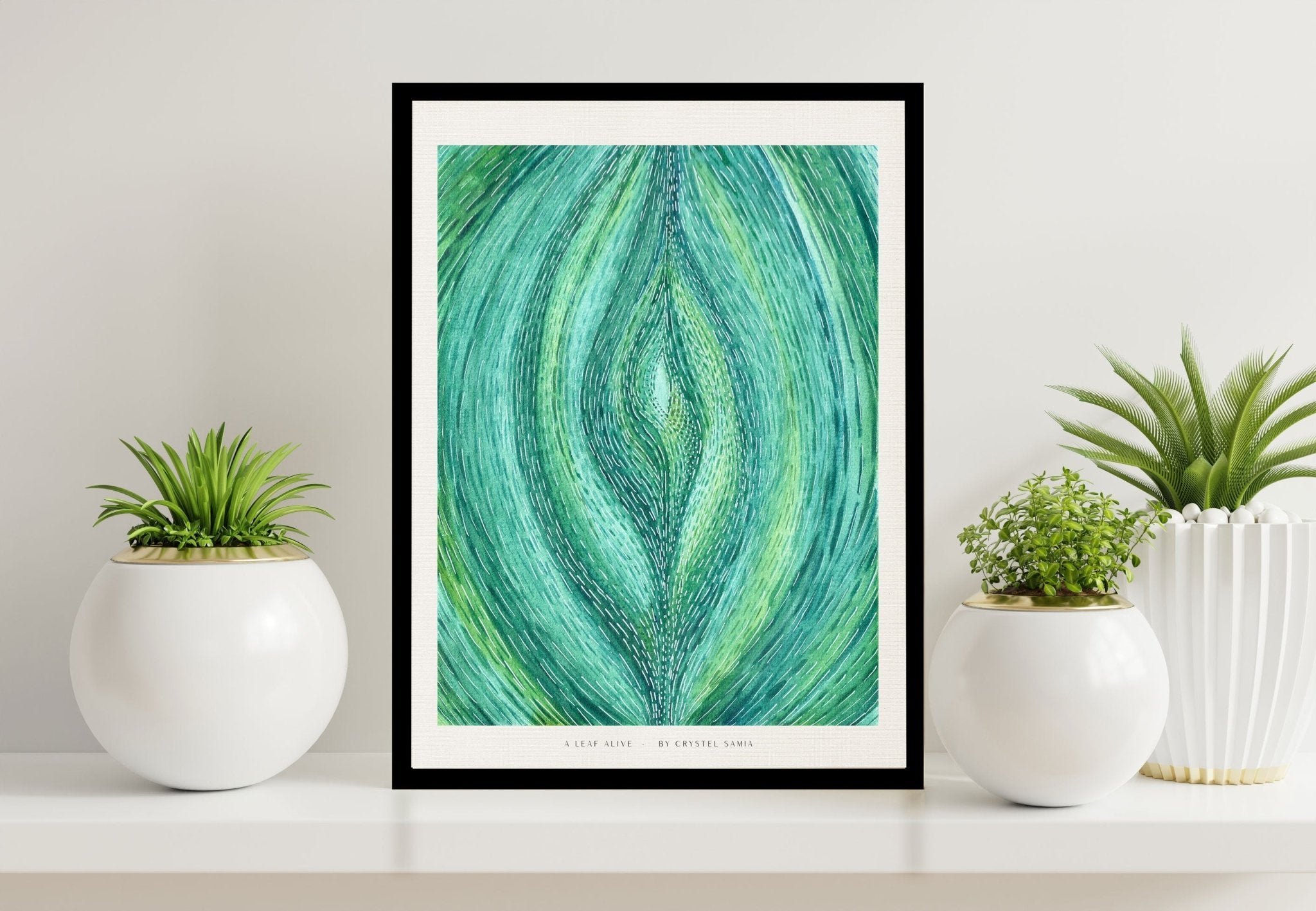 A Leaf Alive: Limited Prints from Original Hand - Painted watercolor on Paper | Canvas Paper Print - Crystel Samia Universe - Art Print - 
