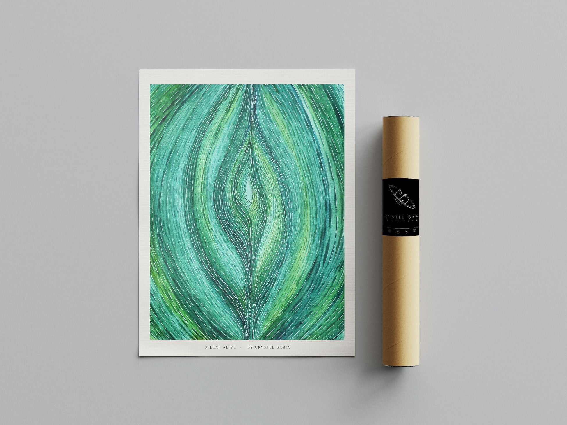 A Leaf Alive: Limited Prints from Original Hand - Painted watercolor on Paper | Canvas Paper Print - Crystel Samia Universe - Art Print - 