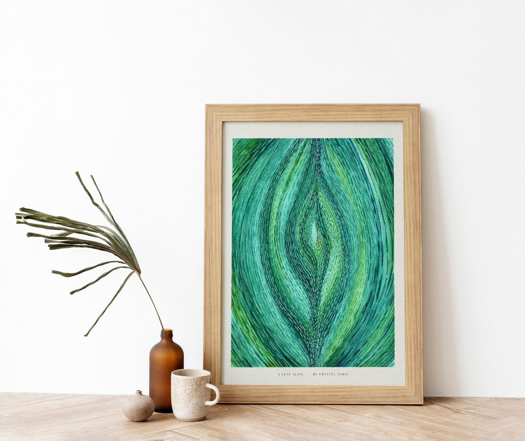 A Leaf Alive: Limited Prints from Original Hand - Painted watercolor on Paper | Canvas Paper Print - Crystel Samia Universe - Art Print - 