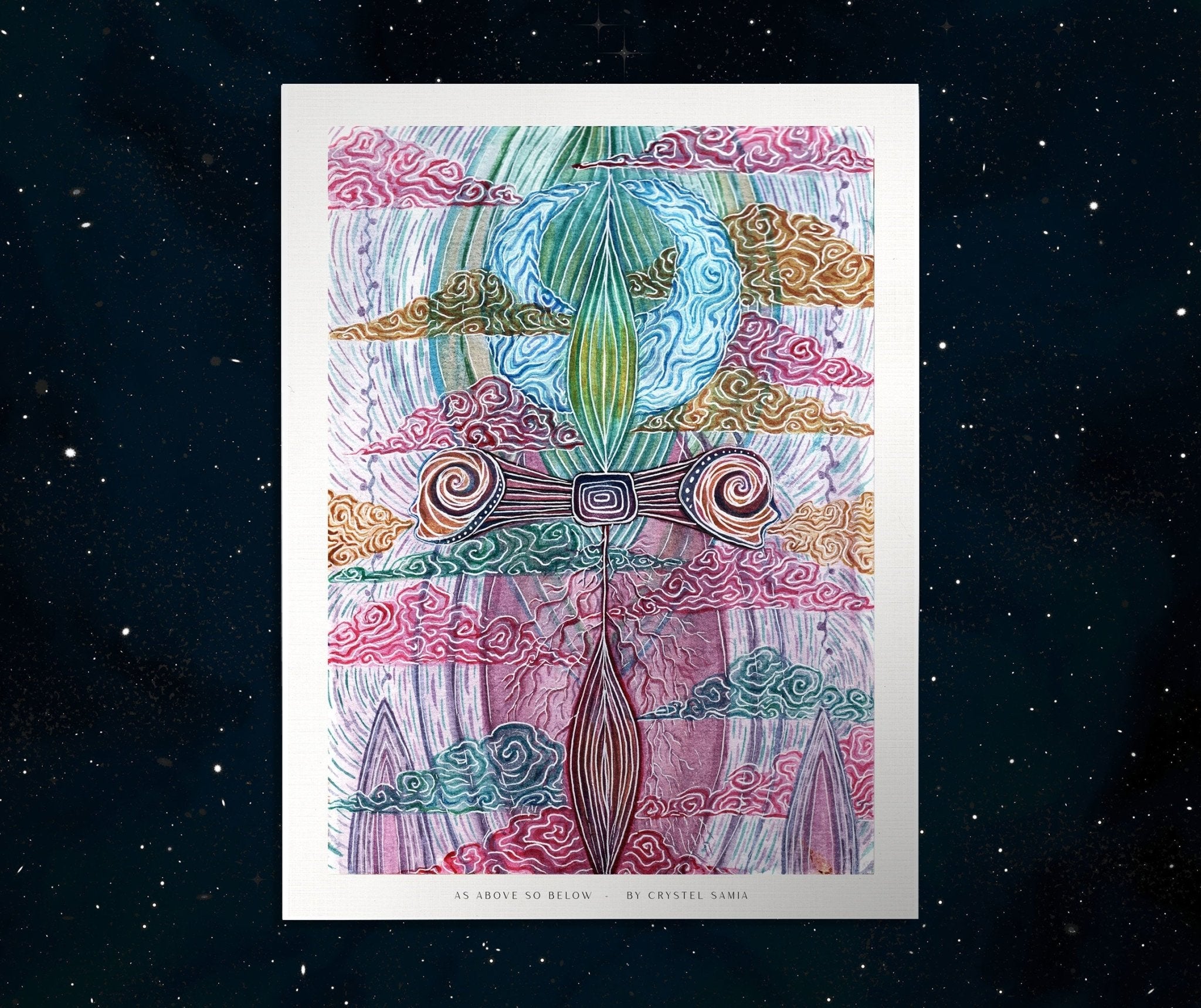 As Above So Below - Limited Print from Original Hand - Painted Watercolor Artwork - Crystel Samia Universe - Art Print - 