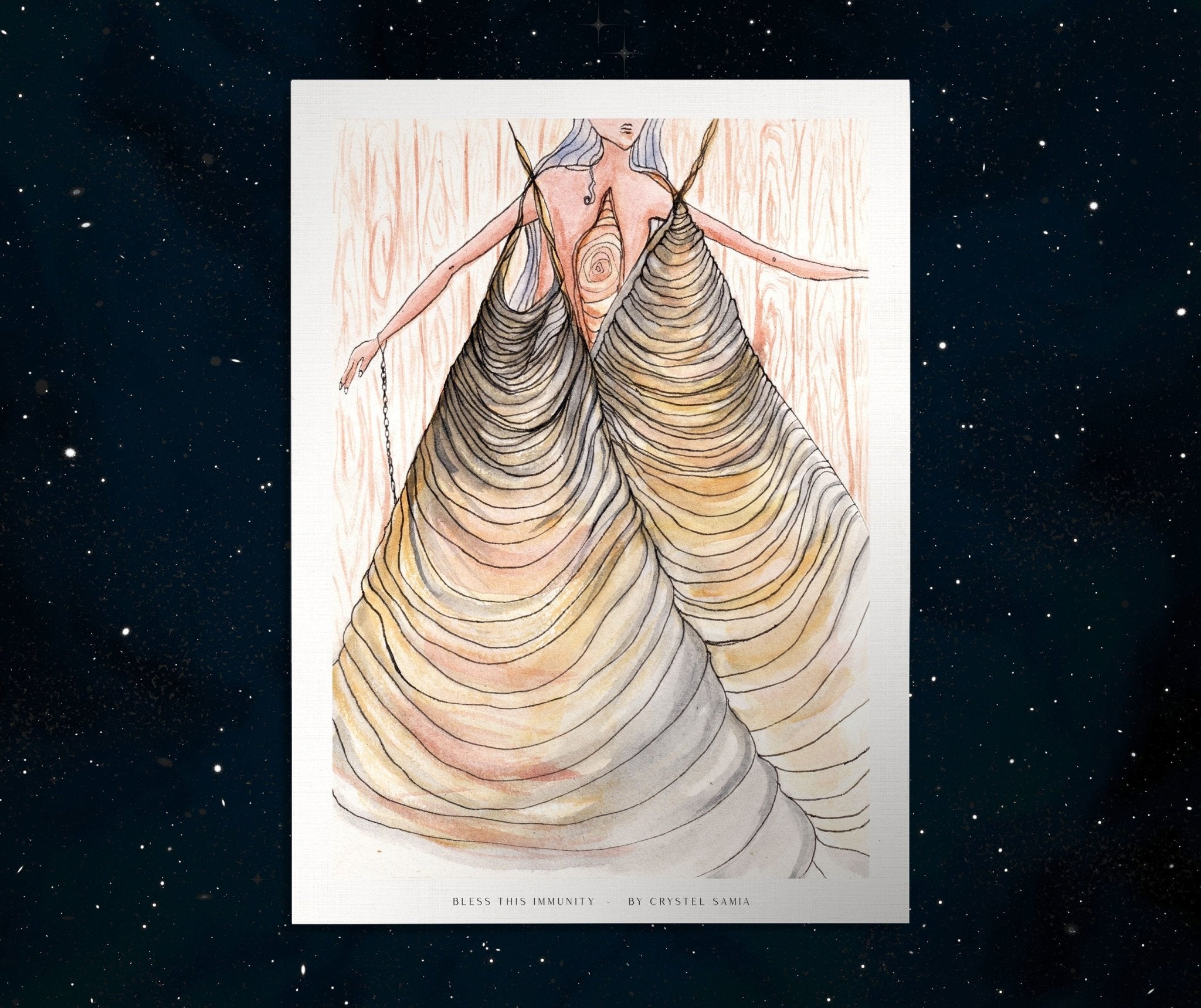 Bless This Immunity - Limited Print from Original Hand - Painted Watercolor and Ink on Recycled Paper - Crystel Samia Universe - Art Print - 