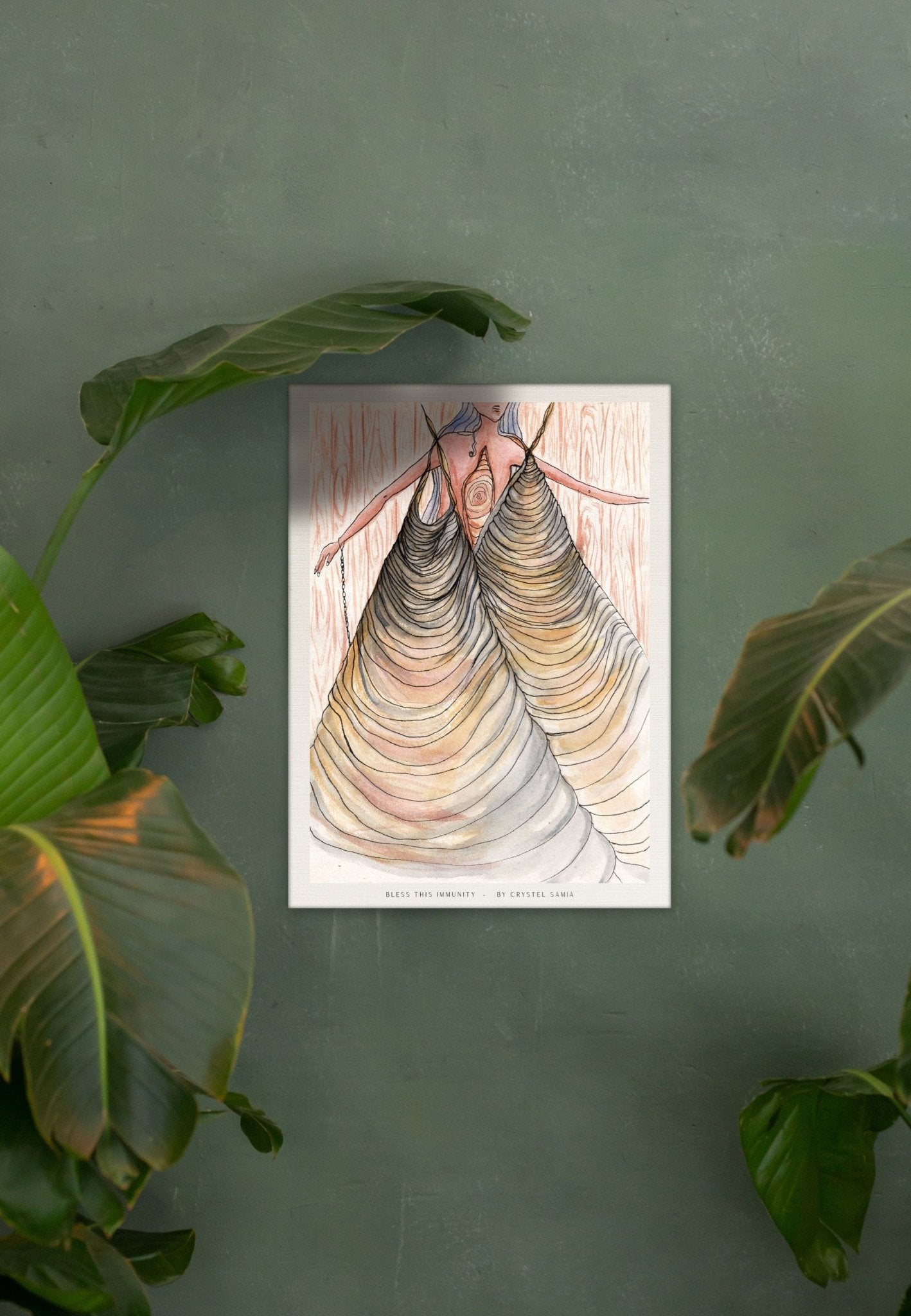 Bless This Immunity - Limited Print from Original Hand - Painted Watercolor and Ink on Recycled Paper - Crystel Samia Universe - Art Print - 
