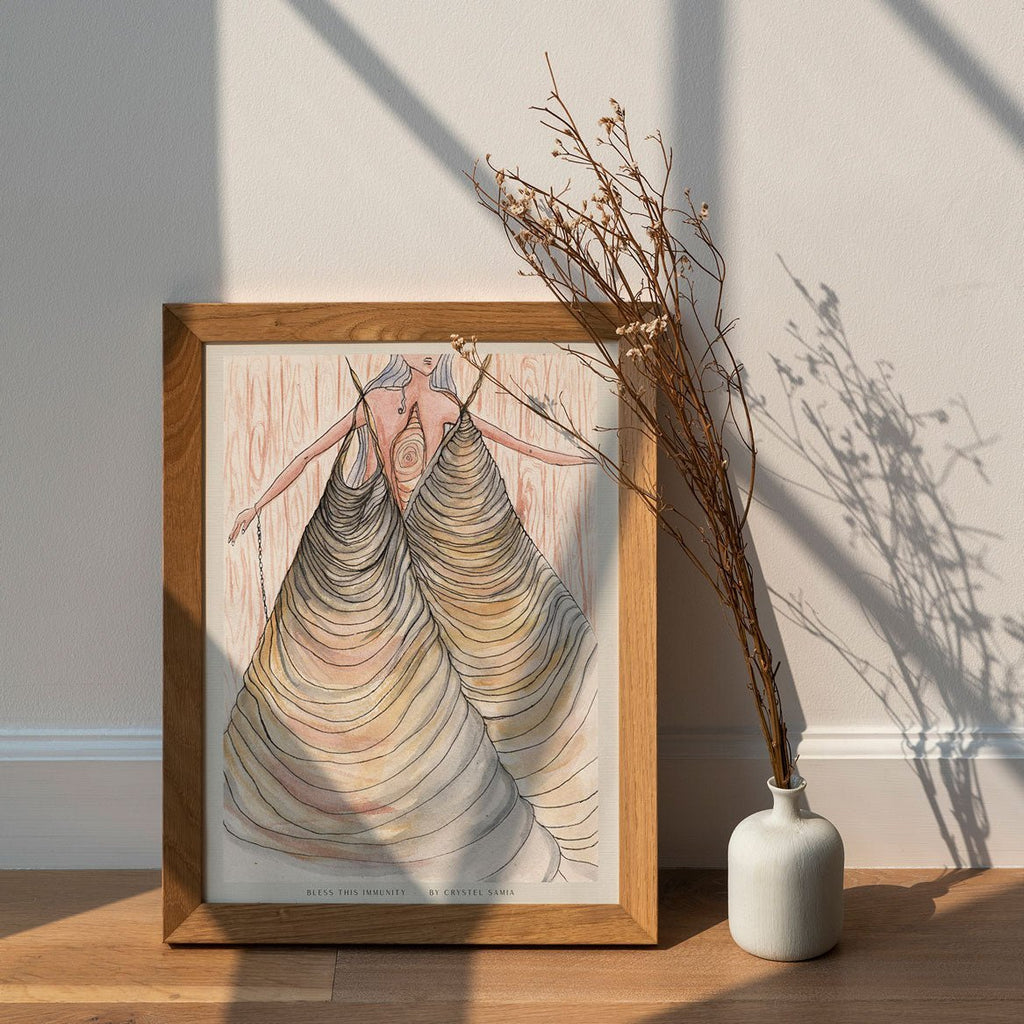 Bless This Immunity - Limited Print from Original Hand - Painted Watercolor and Ink on Recycled Paper - Crystel Samia Universe - Art Print - 