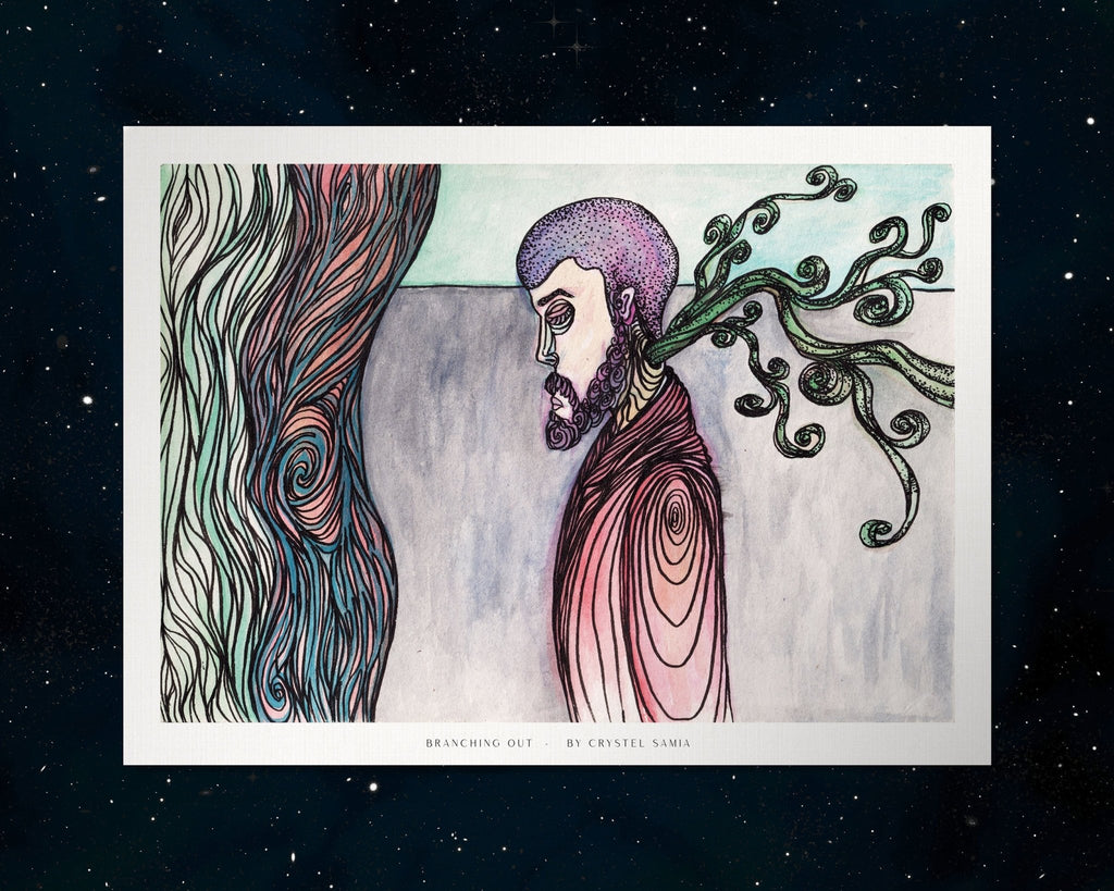Branching Out - Limited Prints from Original Hand - Painted Watercolor & Ink Artwork - Crystel Samia Universe - Art Print - 