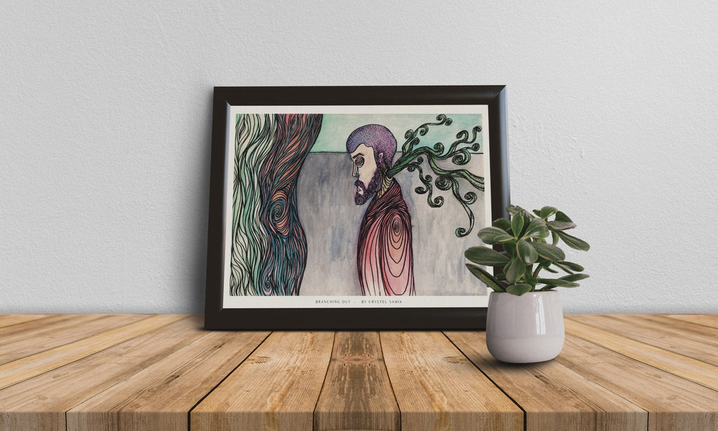 Branching Out - Limited Prints from Original Hand - Painted Watercolor & Ink Artwork - Crystel Samia Universe - Art Print - 