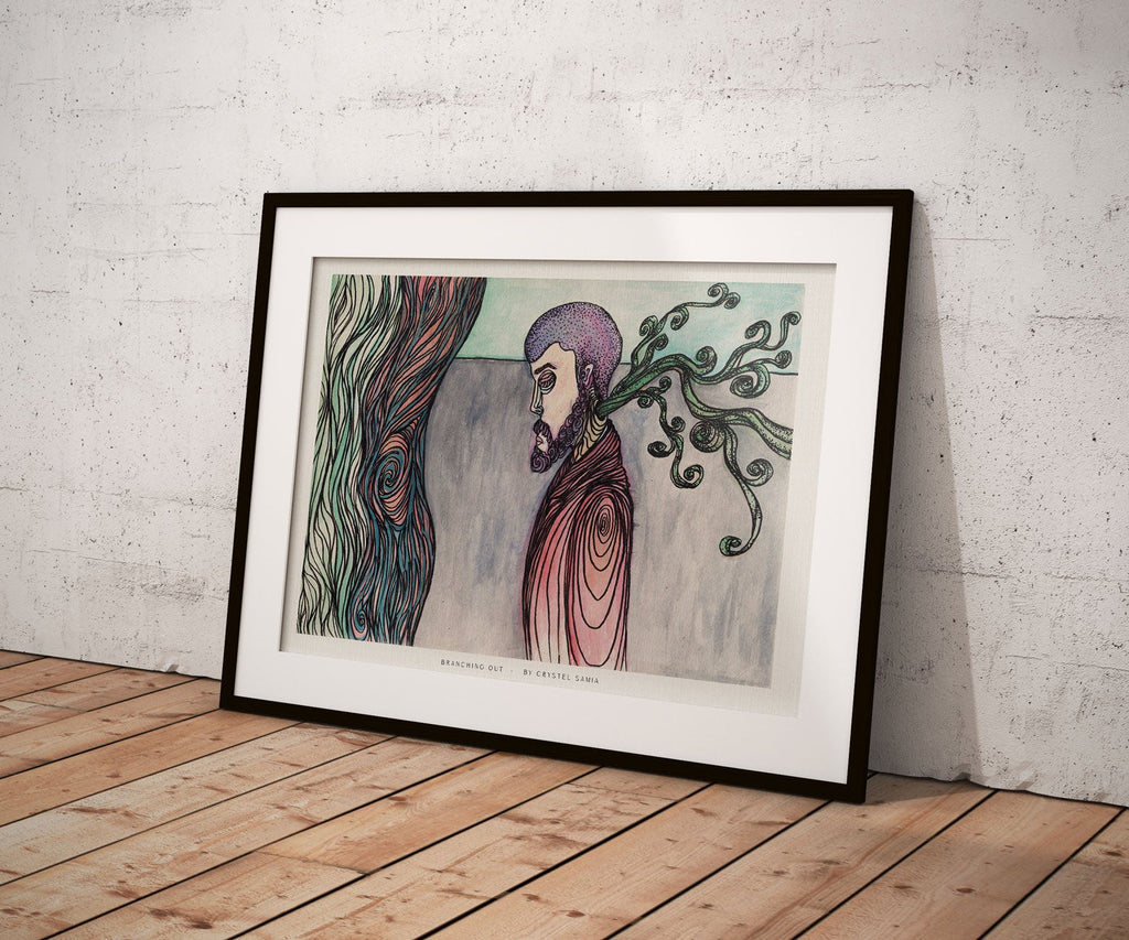 Branching Out - Limited Prints from Original Hand - Painted Watercolor & Ink Artwork - Crystel Samia Universe - Art Print - 
