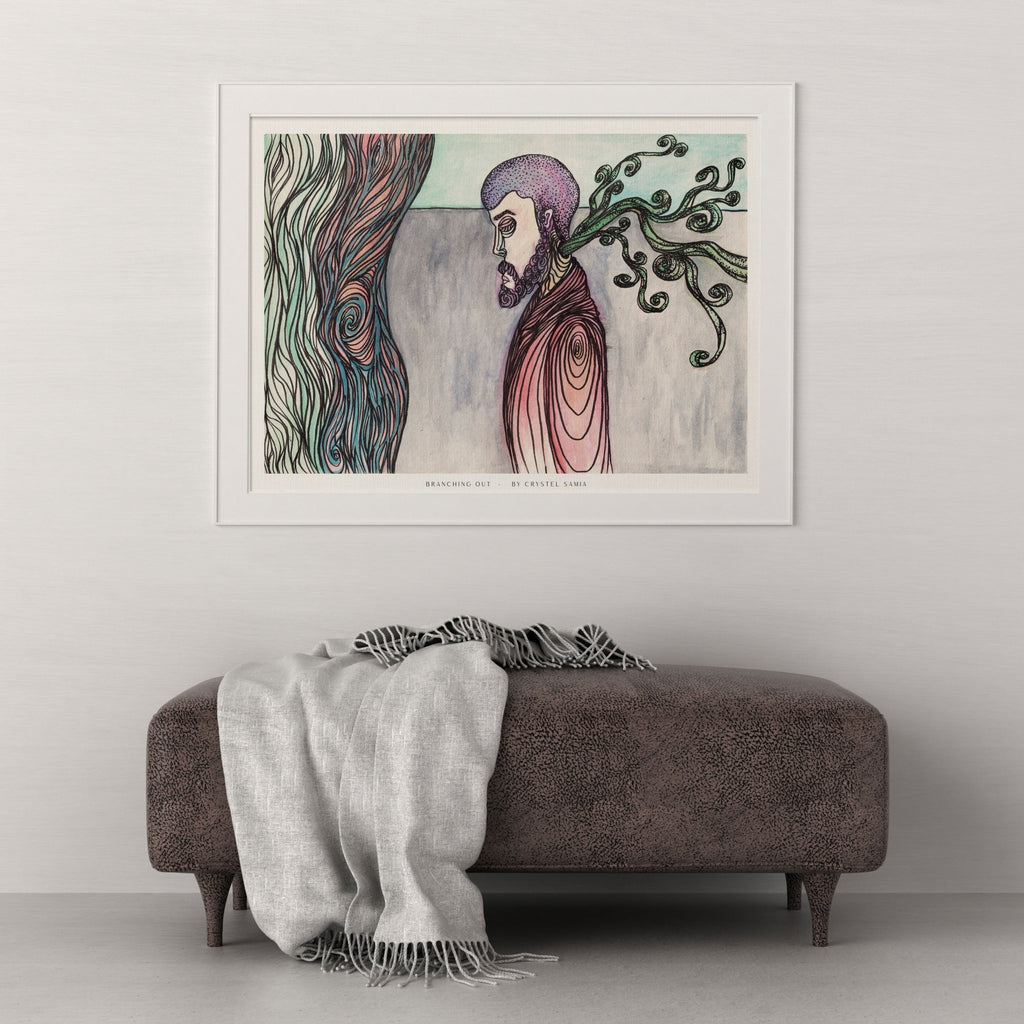 Branching Out - Limited Prints from Original Hand - Painted Watercolor & Ink Artwork - Crystel Samia Universe - Art Print - 