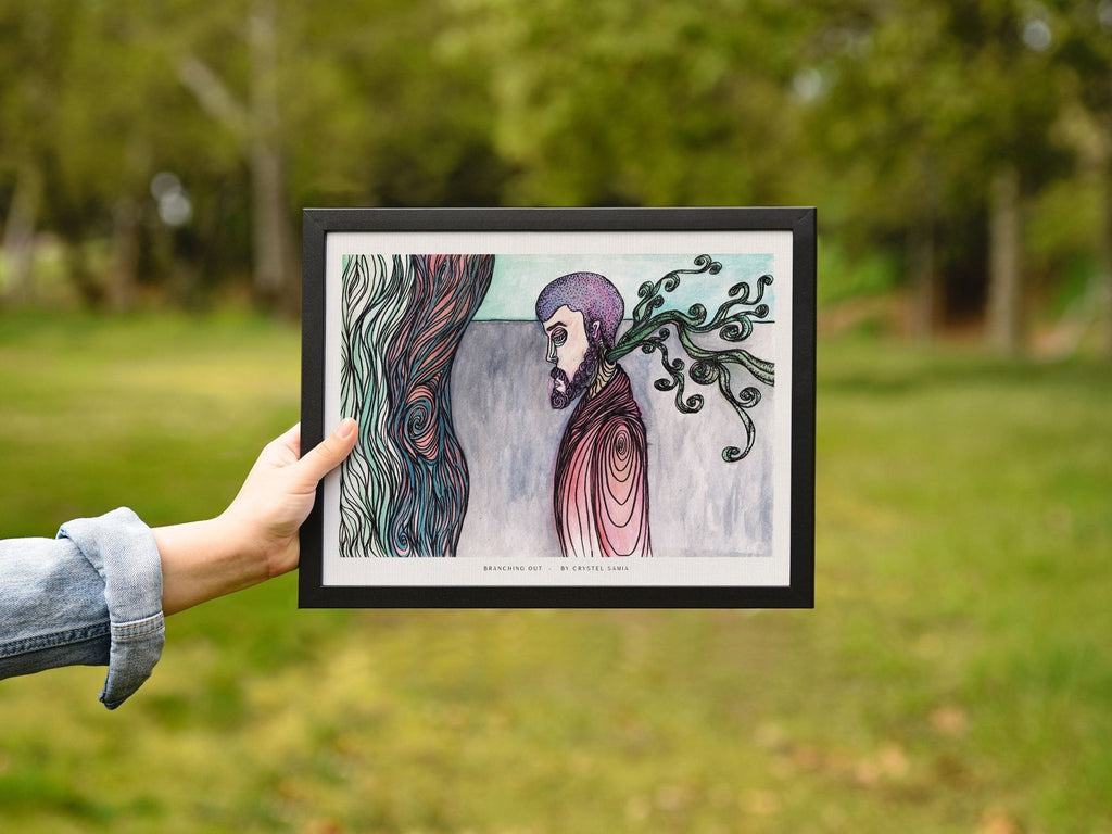 Branching Out - Limited Prints from Original Hand - Painted Watercolor & Ink Artwork - Crystel Samia Universe - Art Print - 