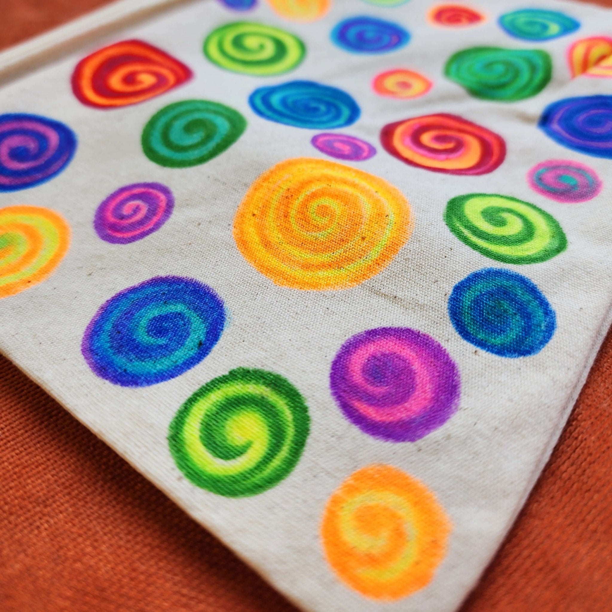 Candy - Hand Painted Zipper Pouch - linen bag, purse - Crystel Samia Universe - Linen Pouch - 