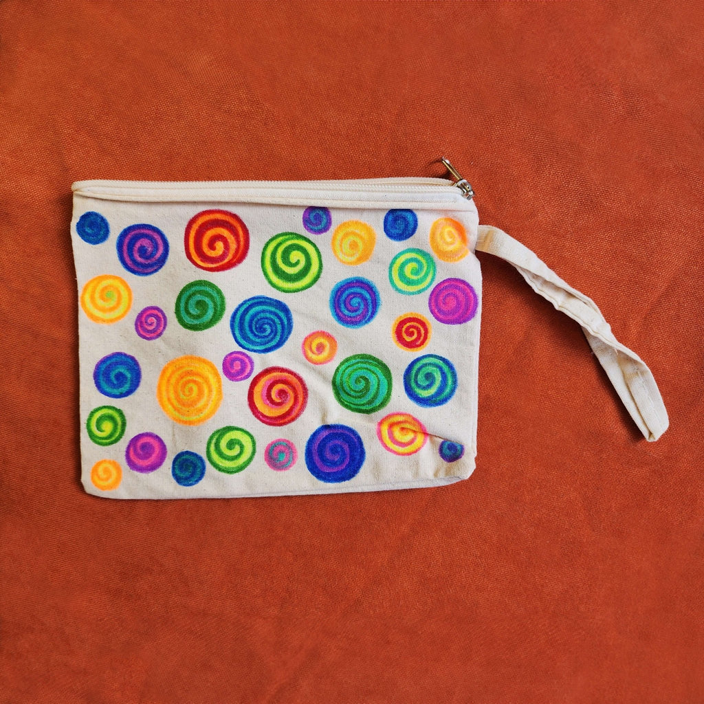 Candy - Hand Painted Zipper Pouch - linen bag, purse - Crystel Samia Universe - Linen Pouch - 