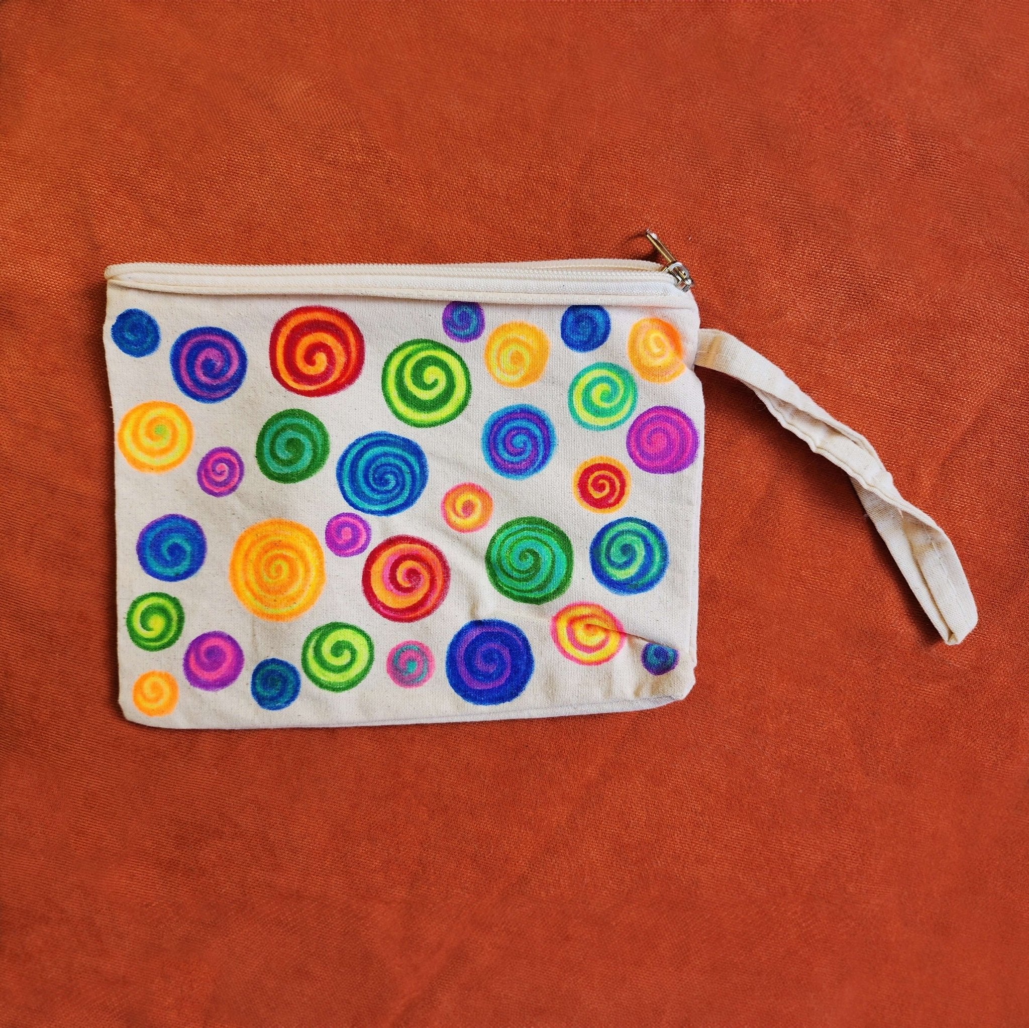 Candy - Hand Painted Zipper Pouch - linen bag, purse - Crystel Samia Universe - Linen Pouch - 