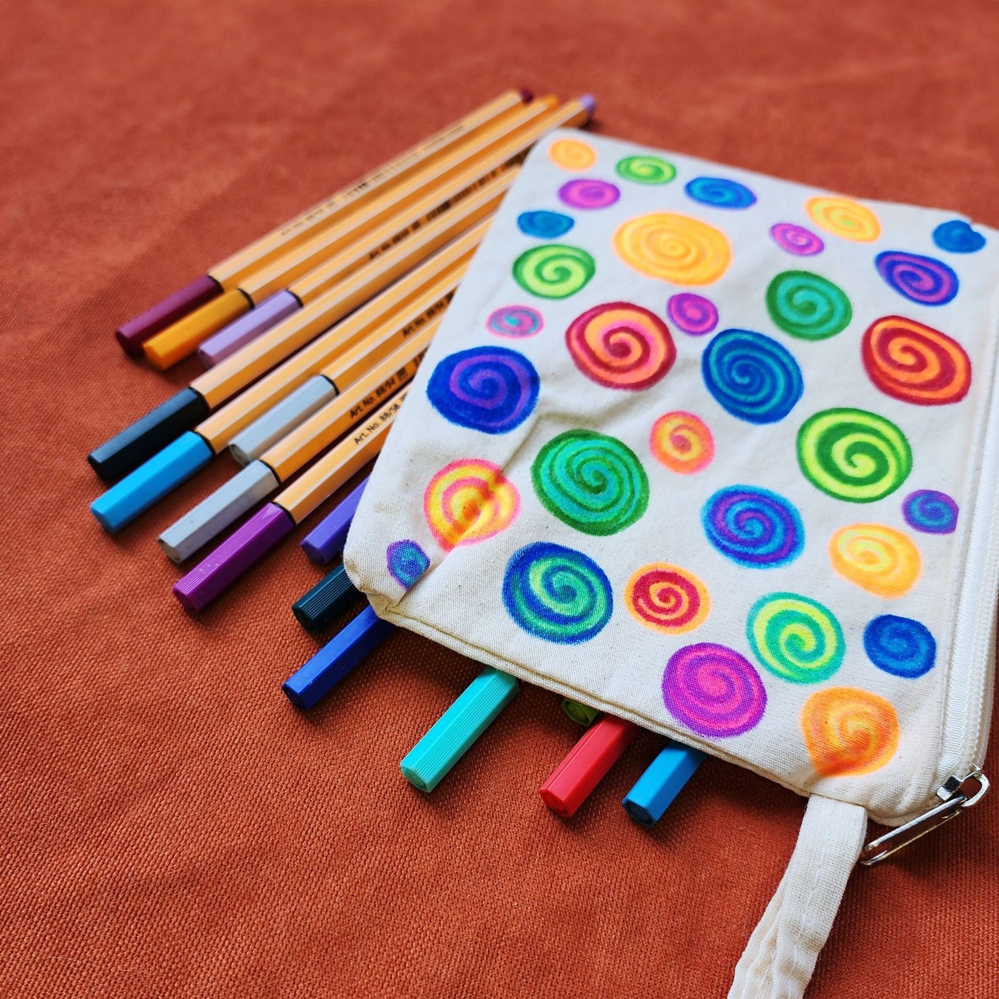 Candy - Hand Painted Zipper Pouch - linen bag, purse - Crystel Samia Universe - Linen Pouch - 