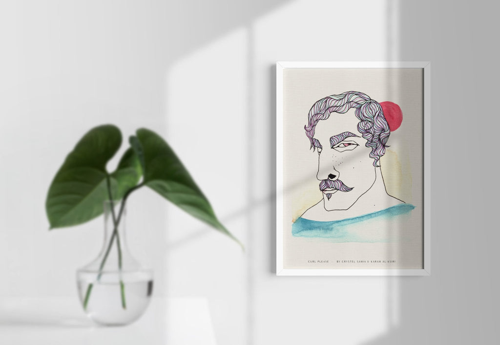 Curl Please: Limited Print from Original Hand - Painted Watercolor & Ink Artwork - Crystel Samia Universe - Art Print - 