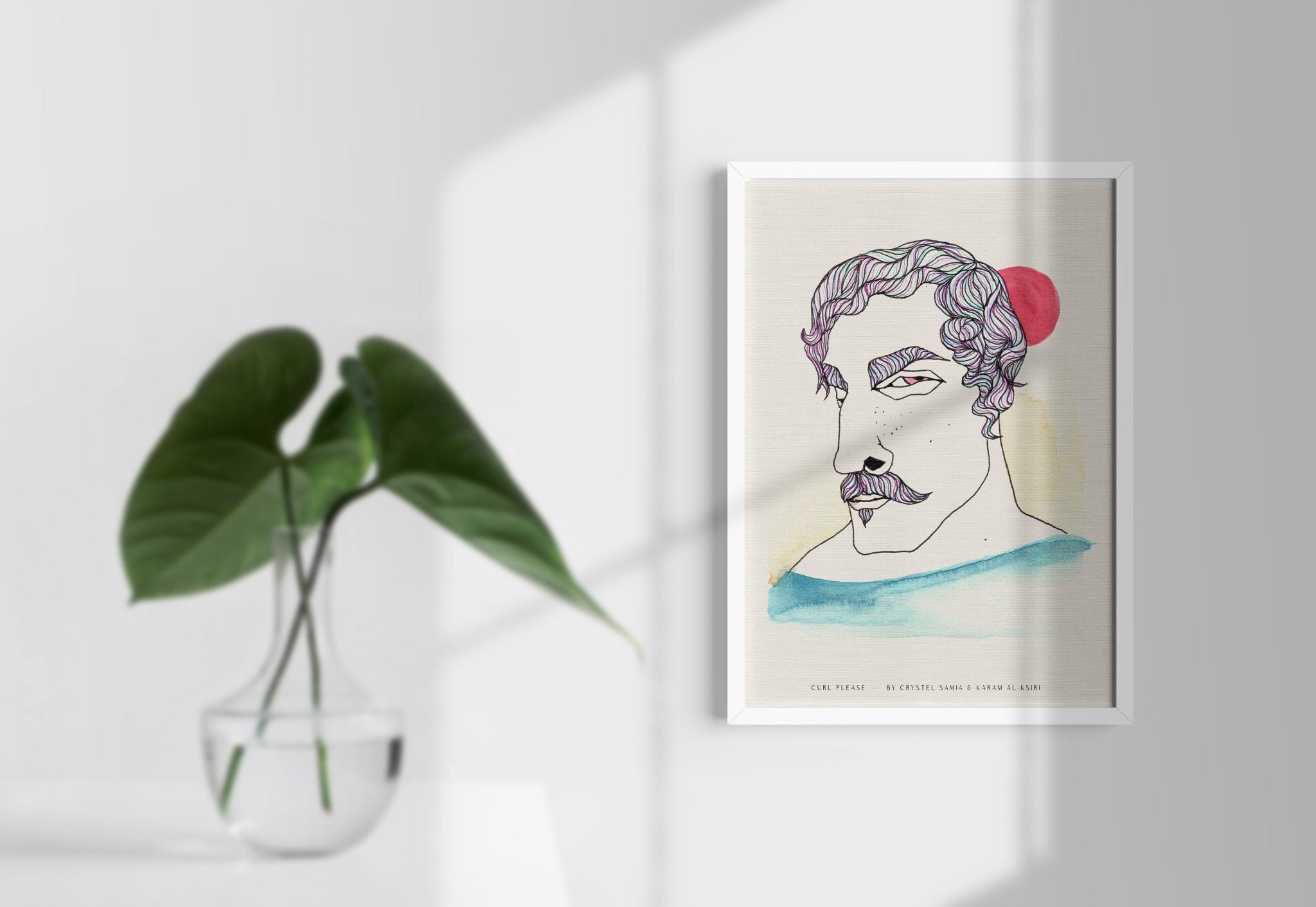 Curl Please: Limited Print from Original Hand - Painted Watercolor & Ink Artwork - Crystel Samia Universe - Art Print - 