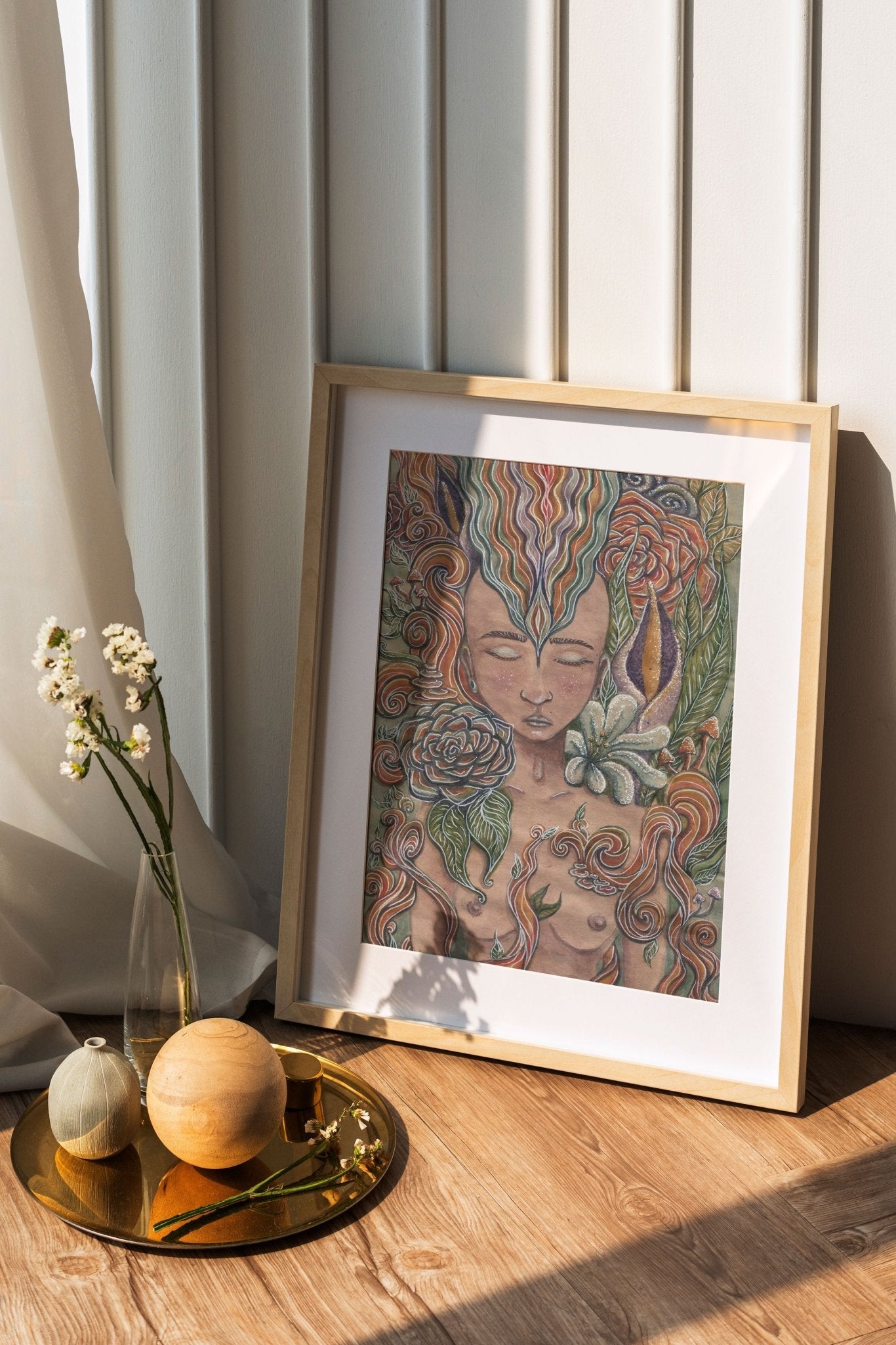 Earthing: Limited Prints from Original Hand - Painted watercolor on Paper | Canvas Paper Print - Crystel Samia Universe - Art Print - 