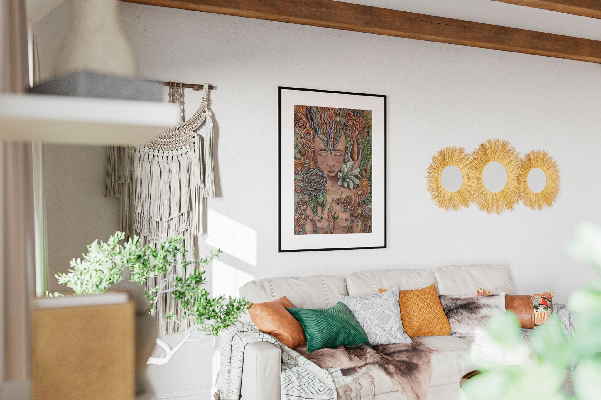 Earthing: Limited Prints from Original Hand - Painted watercolor on Paper | Canvas Paper Print - Crystel Samia Universe - Art Print - 