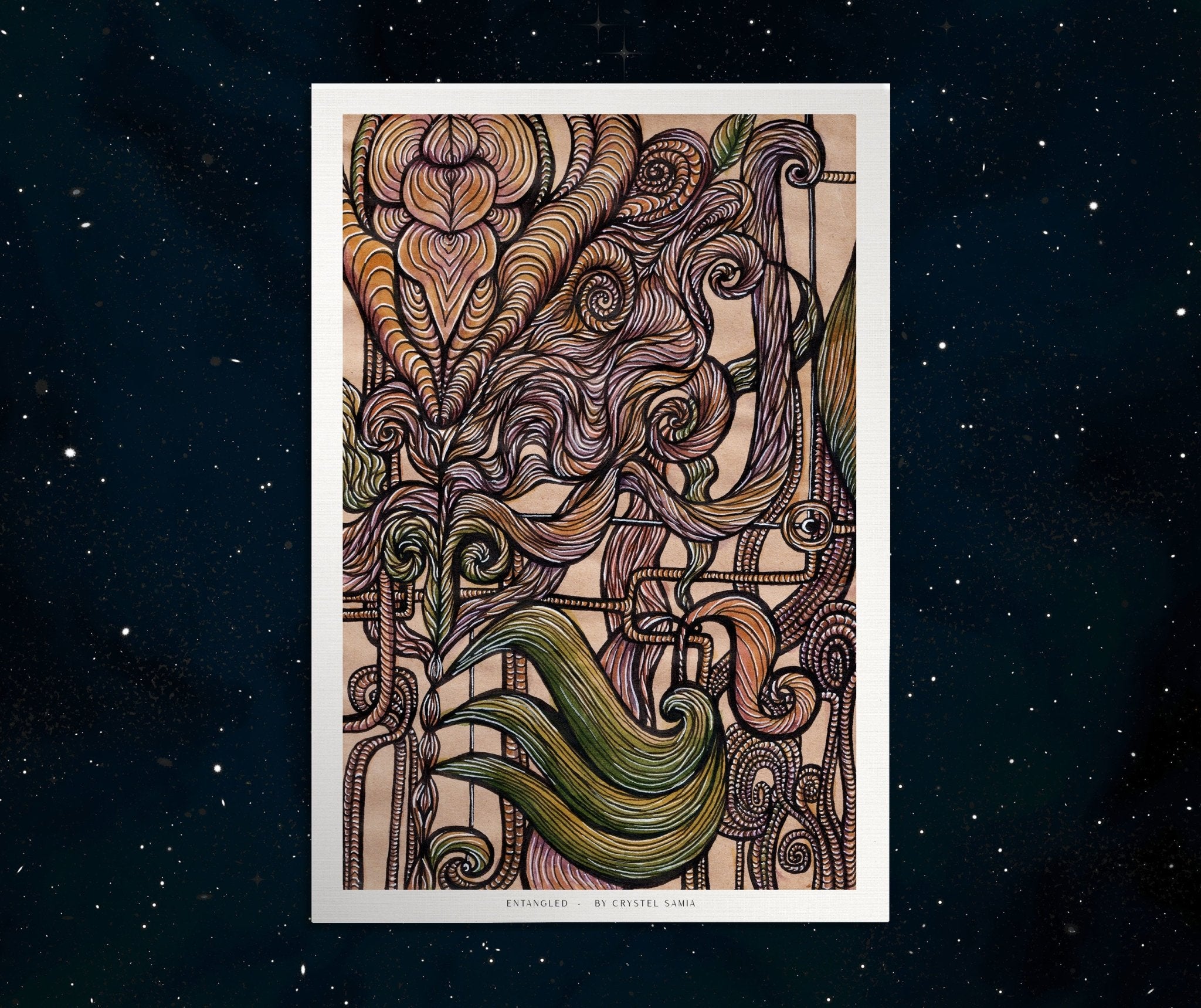Entagled: Limited Prints from Original Hand - Painted Watercolor & Ink on Paper - Crystel Samia Universe - Art Print - 