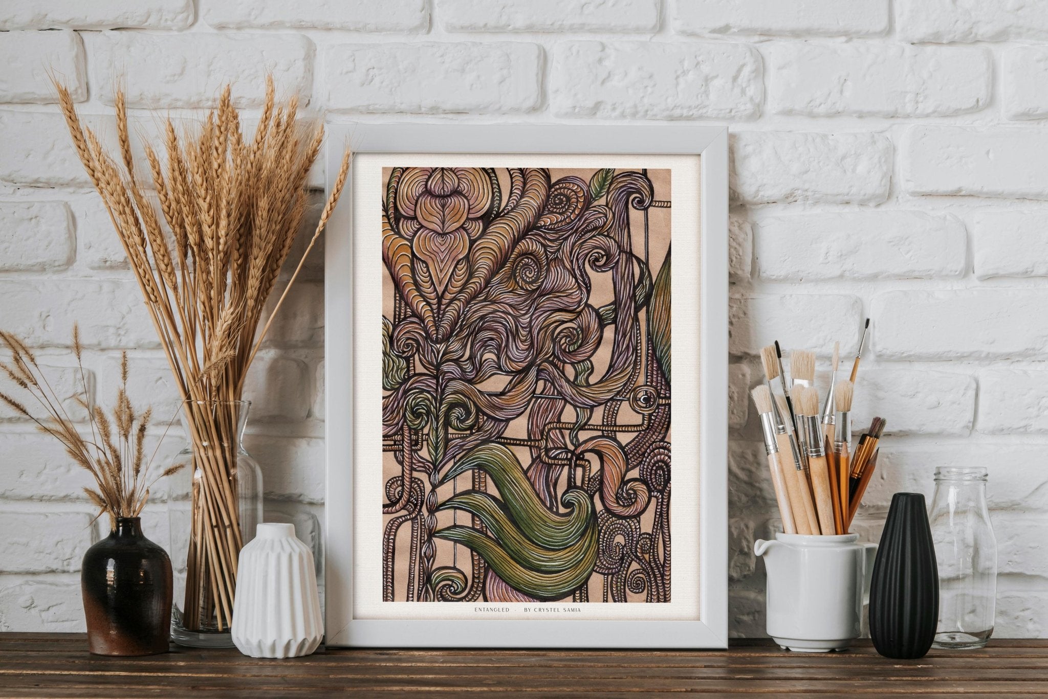 Entagled: Limited Prints from Original Hand - Painted Watercolor & Ink on Paper - Crystel Samia Universe - Art Print - 