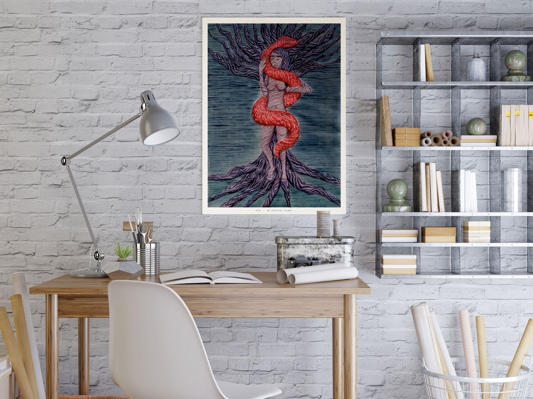 EVE - Limited Prints from Original Hand - Painted Acrylic Ink on Recycled Paper - Crystel Samia Universe - Art Print - 