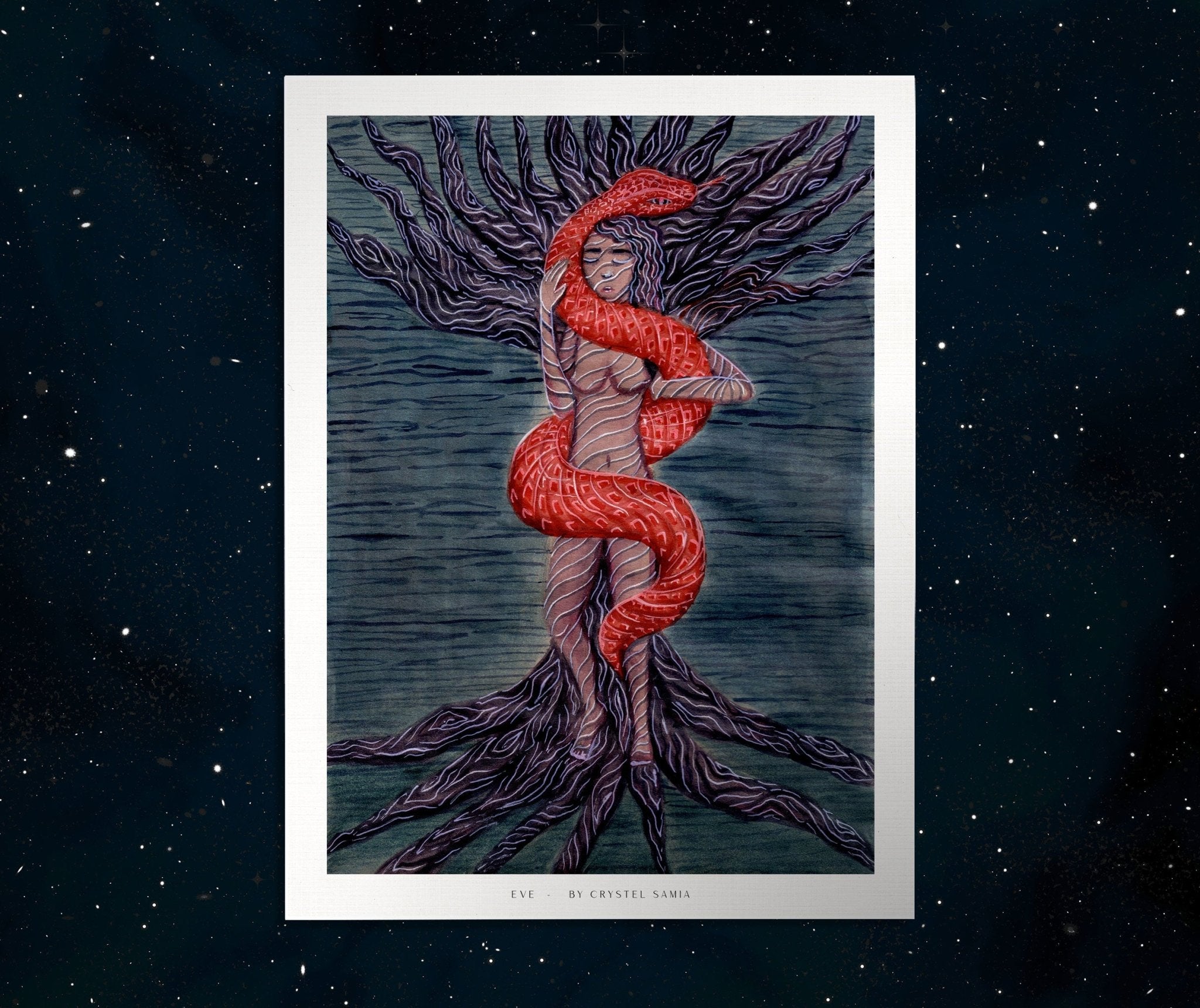 EVE - Limited Prints from Original Hand - Painted Acrylic Ink on Recycled Paper - Crystel Samia Universe - Art Print - 