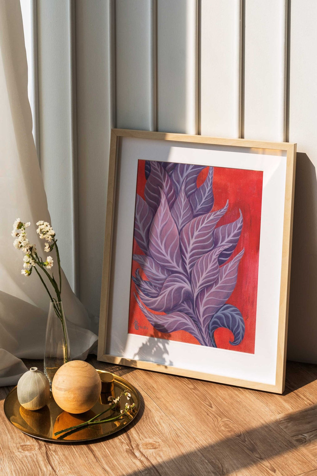 Follow the Light - Original Oil on Paper, 21x29,7 cm - Crystel Samia Universe - Oil Painting - 
