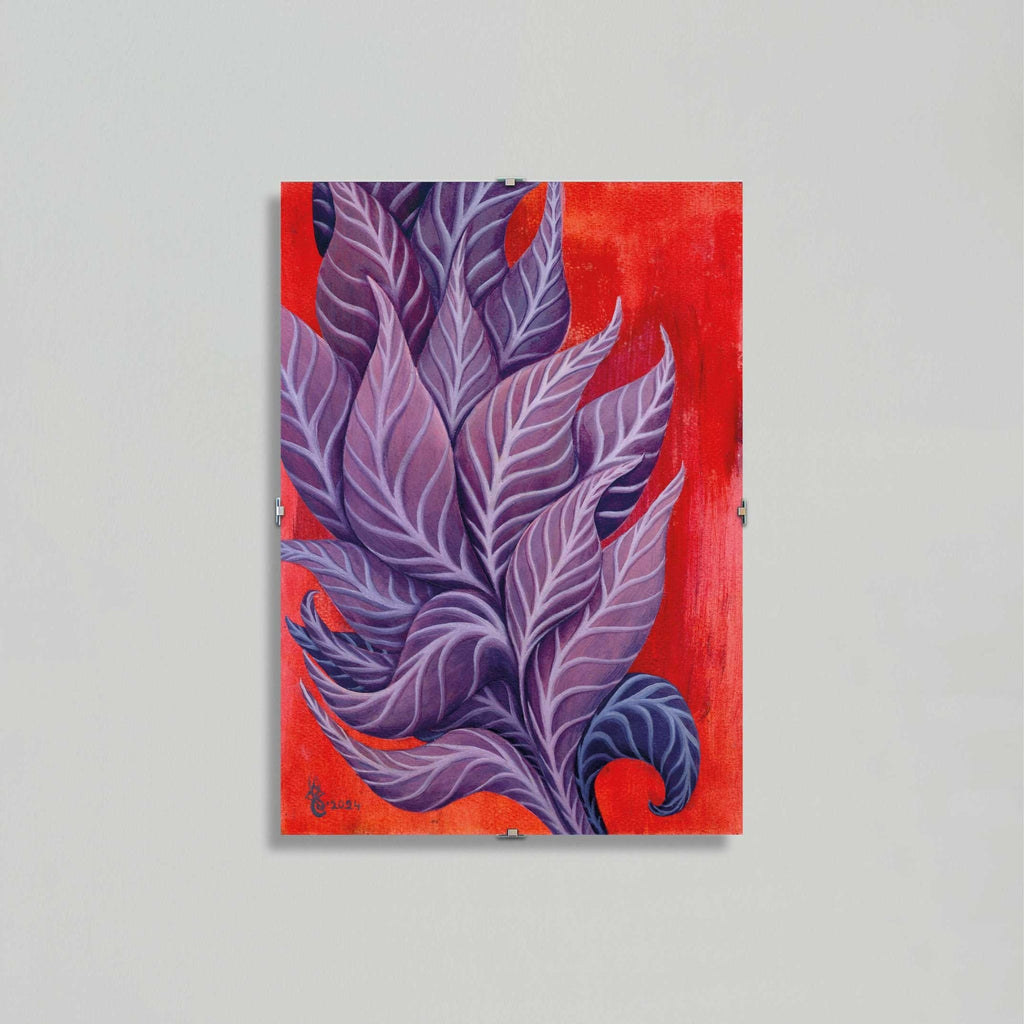 Follow the Light - Original Oil on Paper, 21x29,7 cm - Crystel Samia Universe - Oil Painting - 