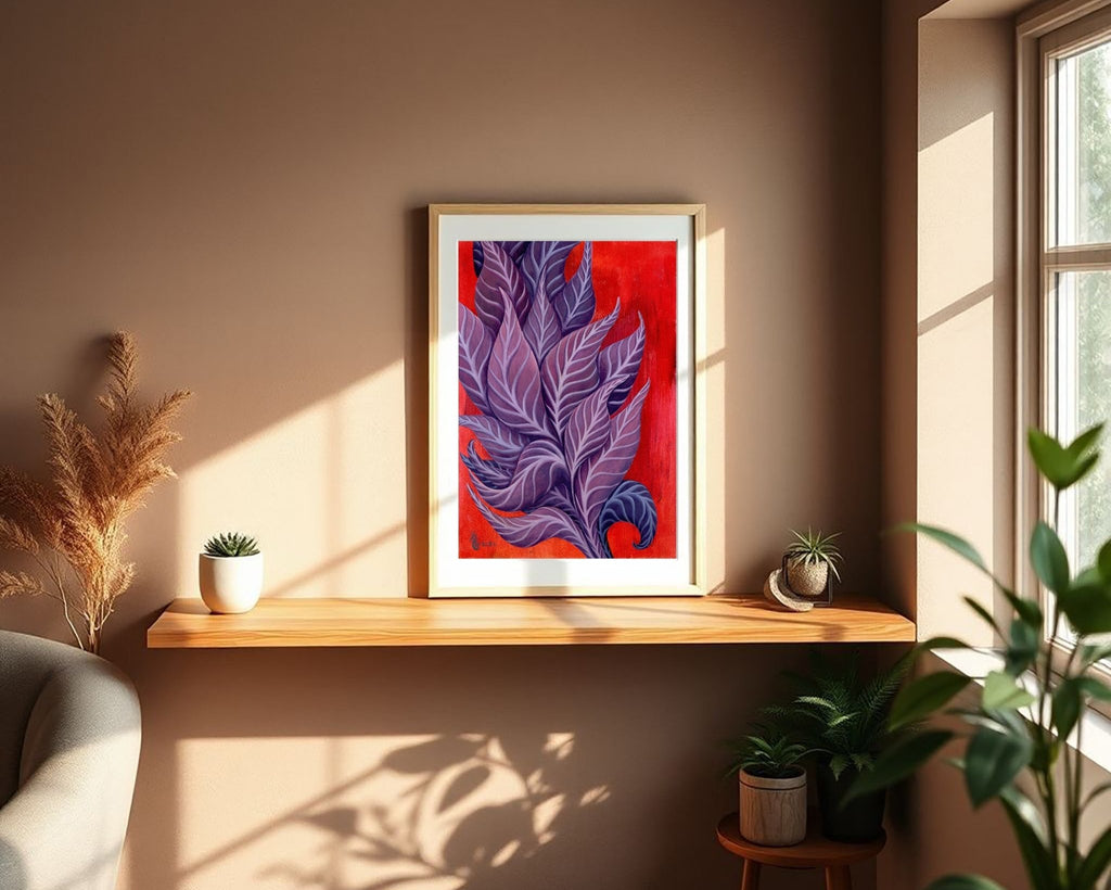 Follow the Light - Original Oil on Paper, 21x29,7 cm - Crystel Samia Universe - Oil Painting - 